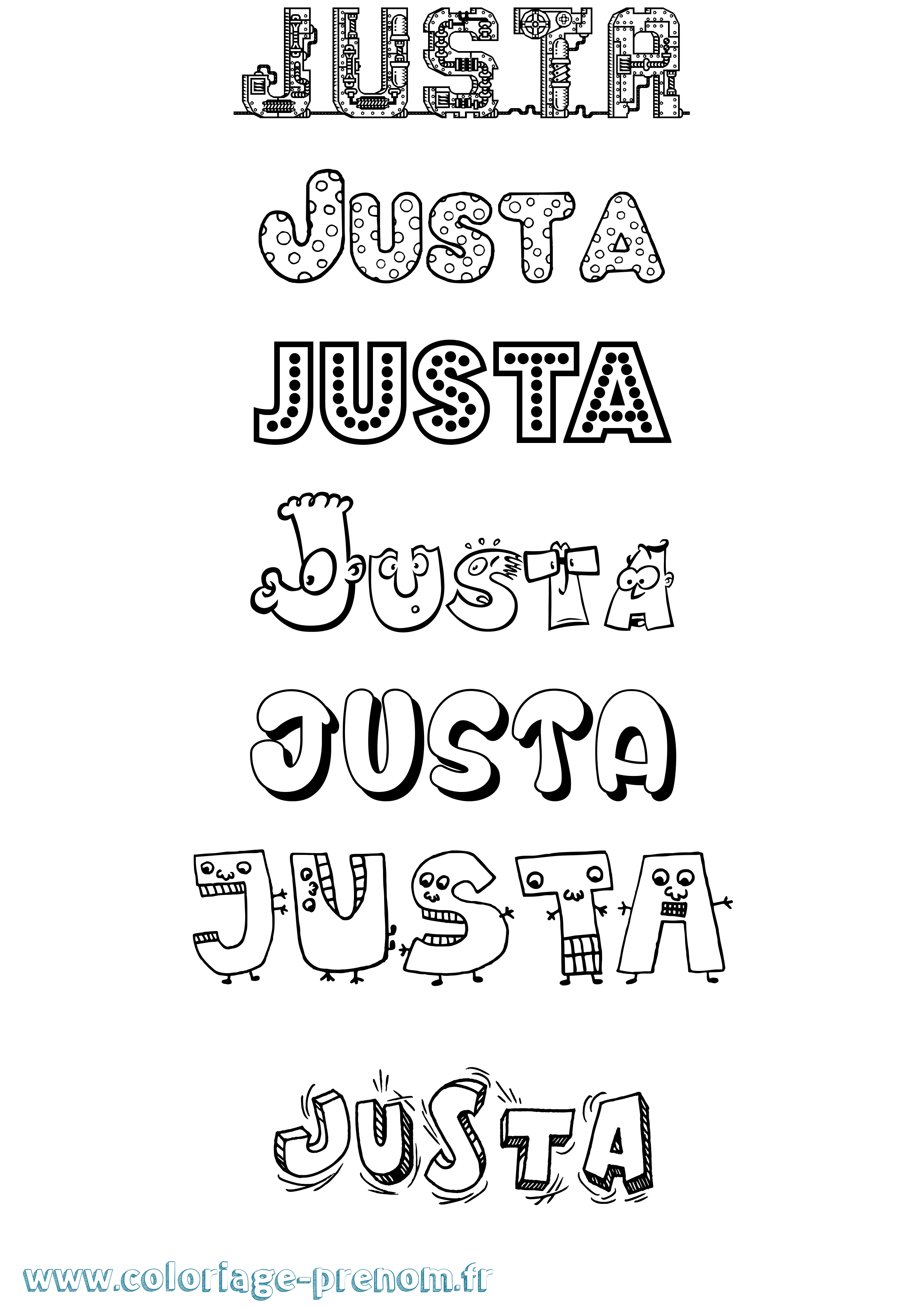 Coloriage Justa Fun Coloriage prénom Justa Fun