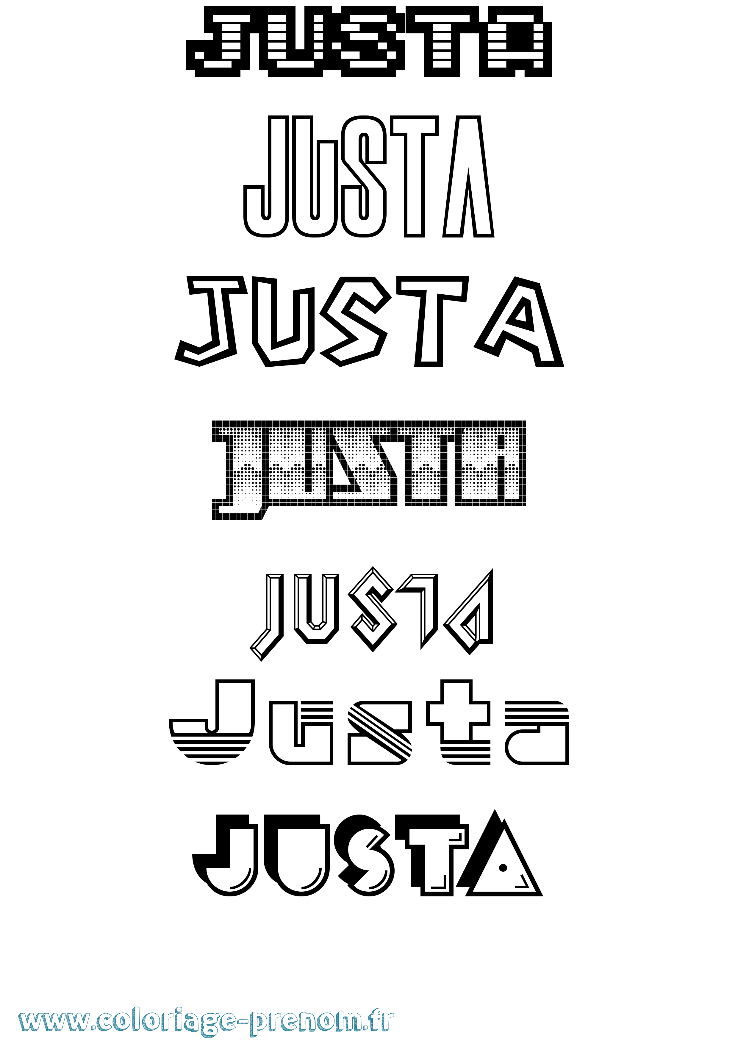Coloriage Justa Jeux Vidéos Coloriage prénom Justa Jeux Vidéos