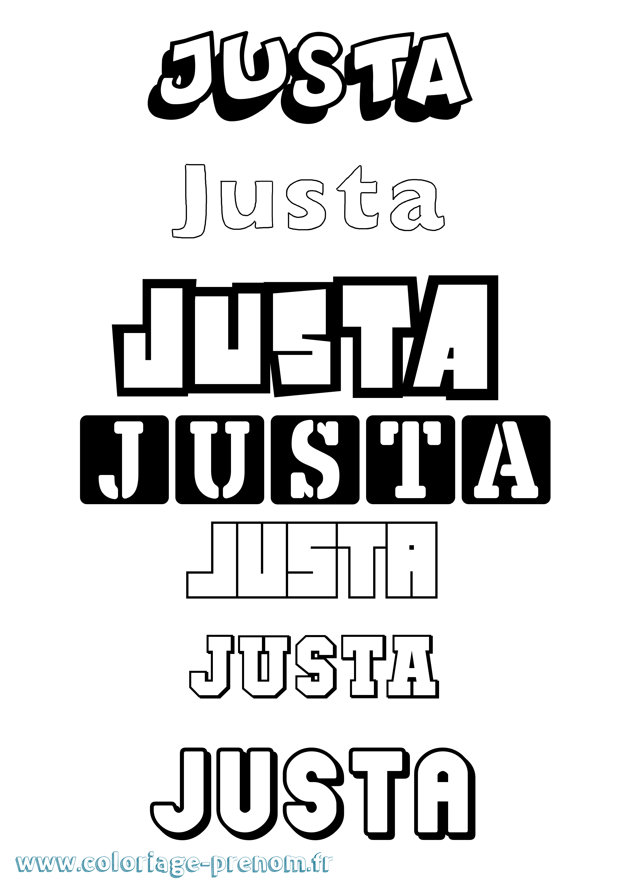 Coloriage Justa Simple Coloriage prénom Justa Simple