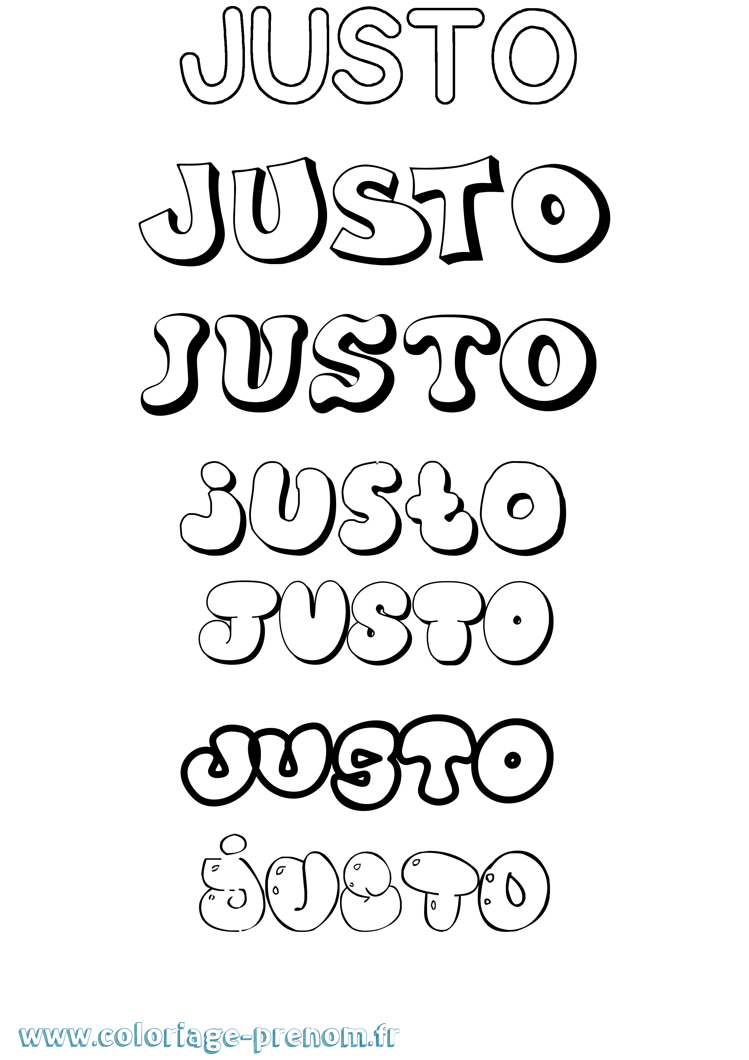 Coloriage Justo Bubble Coloriage prénom Justo Bubble