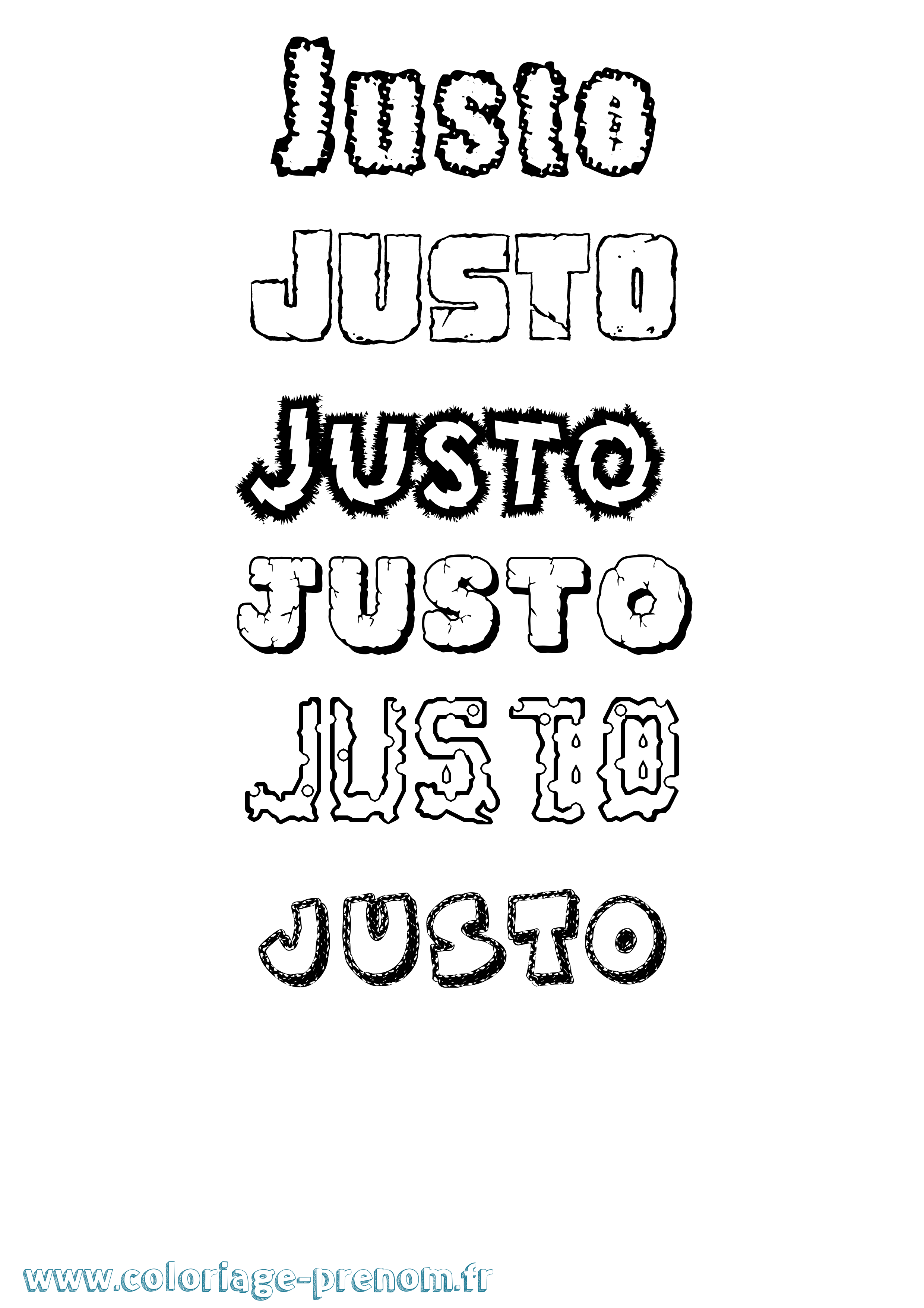 Coloriage Justo Destructuré Coloriage prénom Justo Destructuré