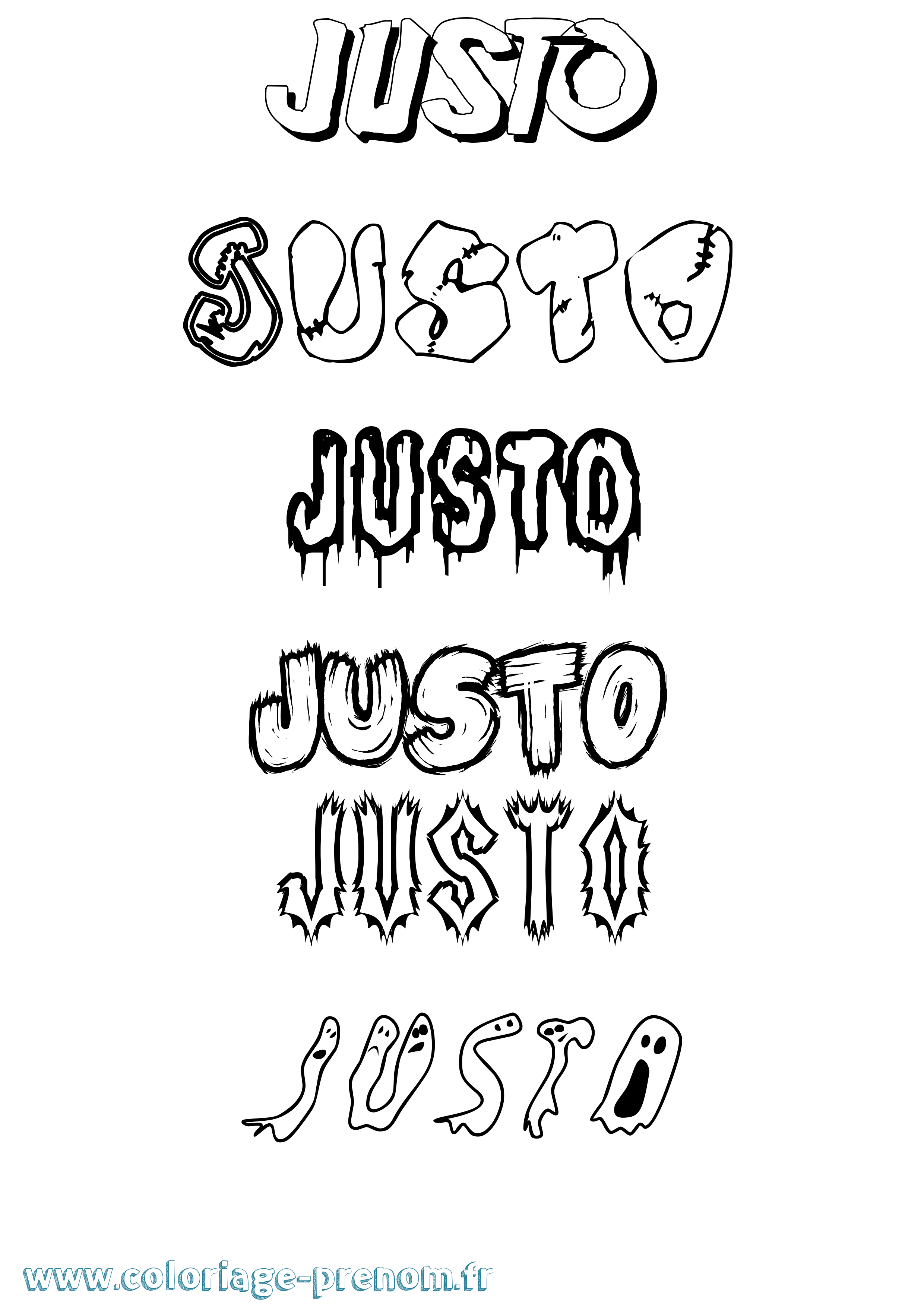 Coloriage Justo Frisson Coloriage prénom Justo Frisson