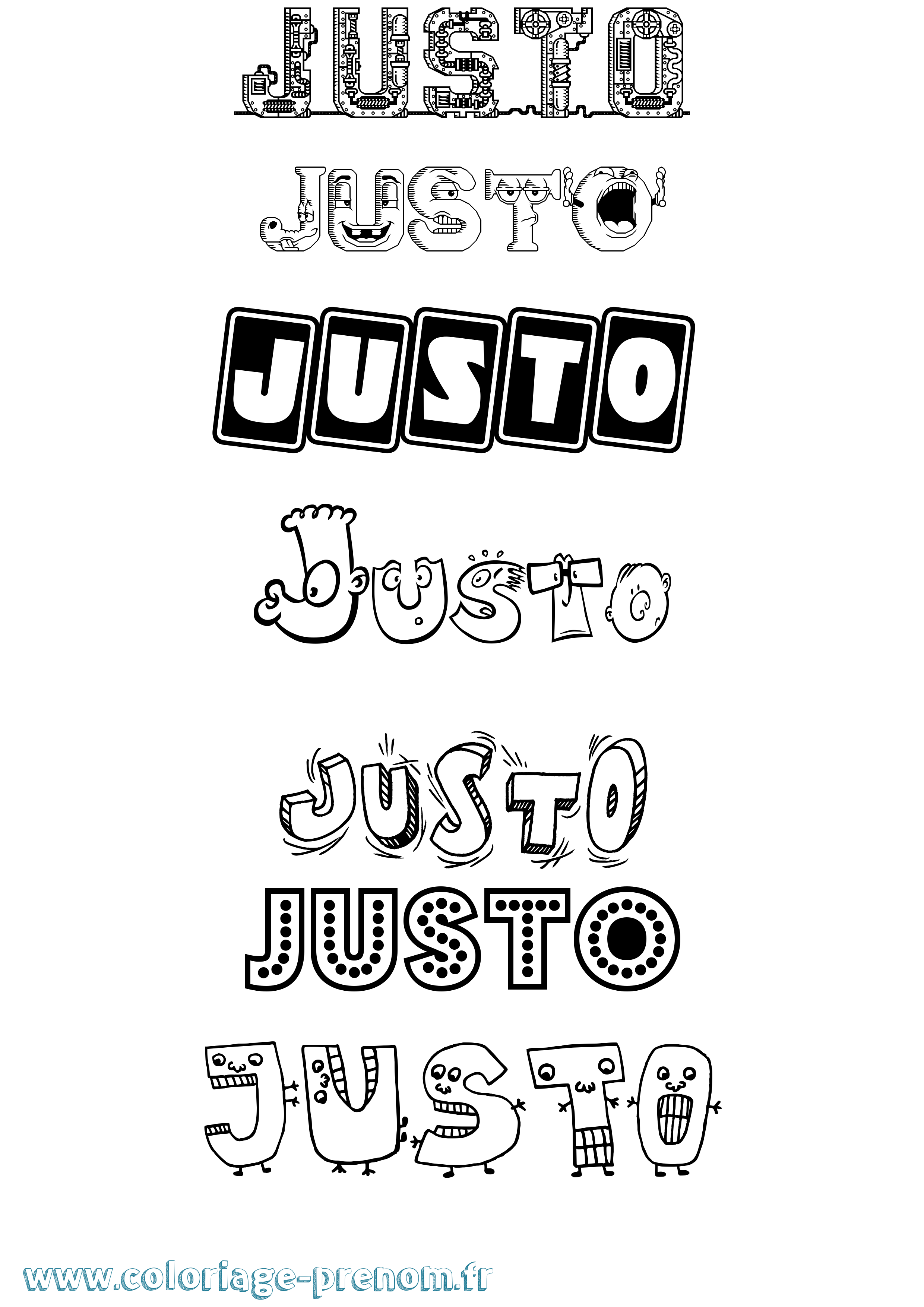 Coloriage Justo Fun Coloriage prénom Justo Fun