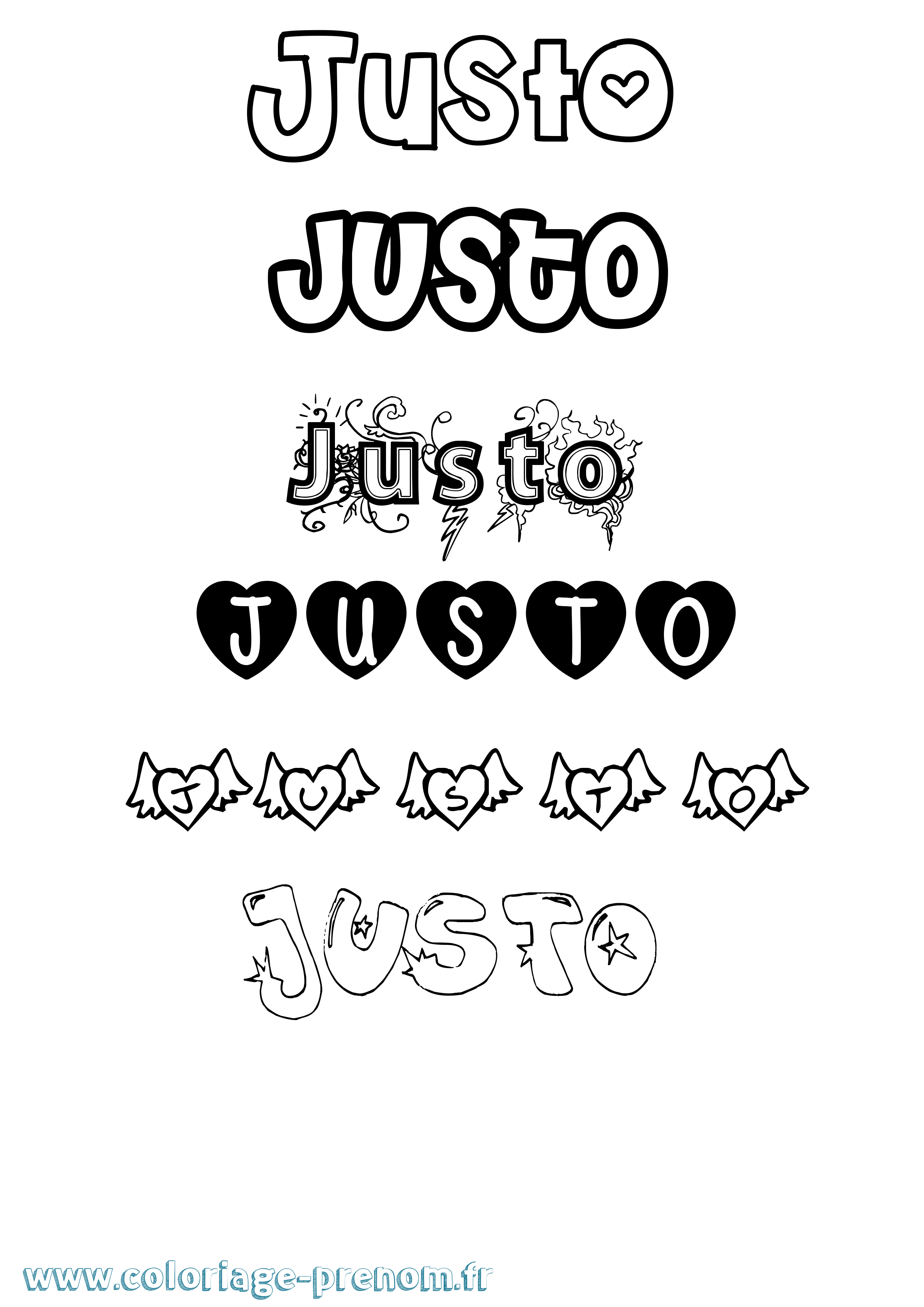 Coloriage Justo Girly Coloriage prénom Justo Girly