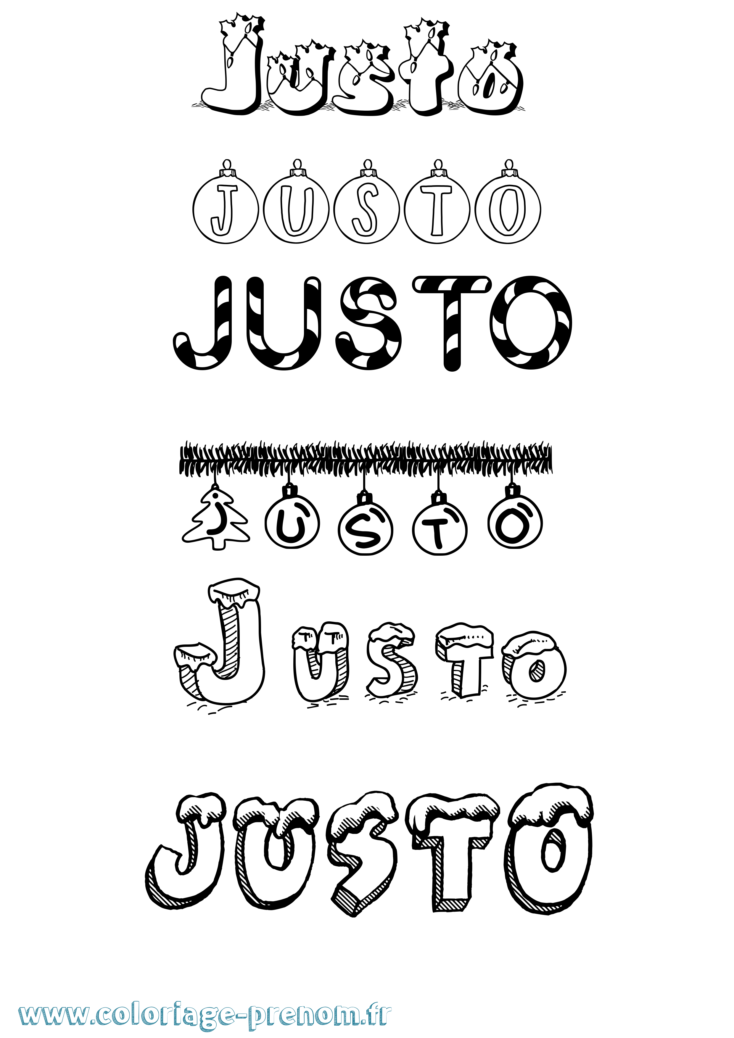 Coloriage Justo Noël Coloriage prénom Justo Noël