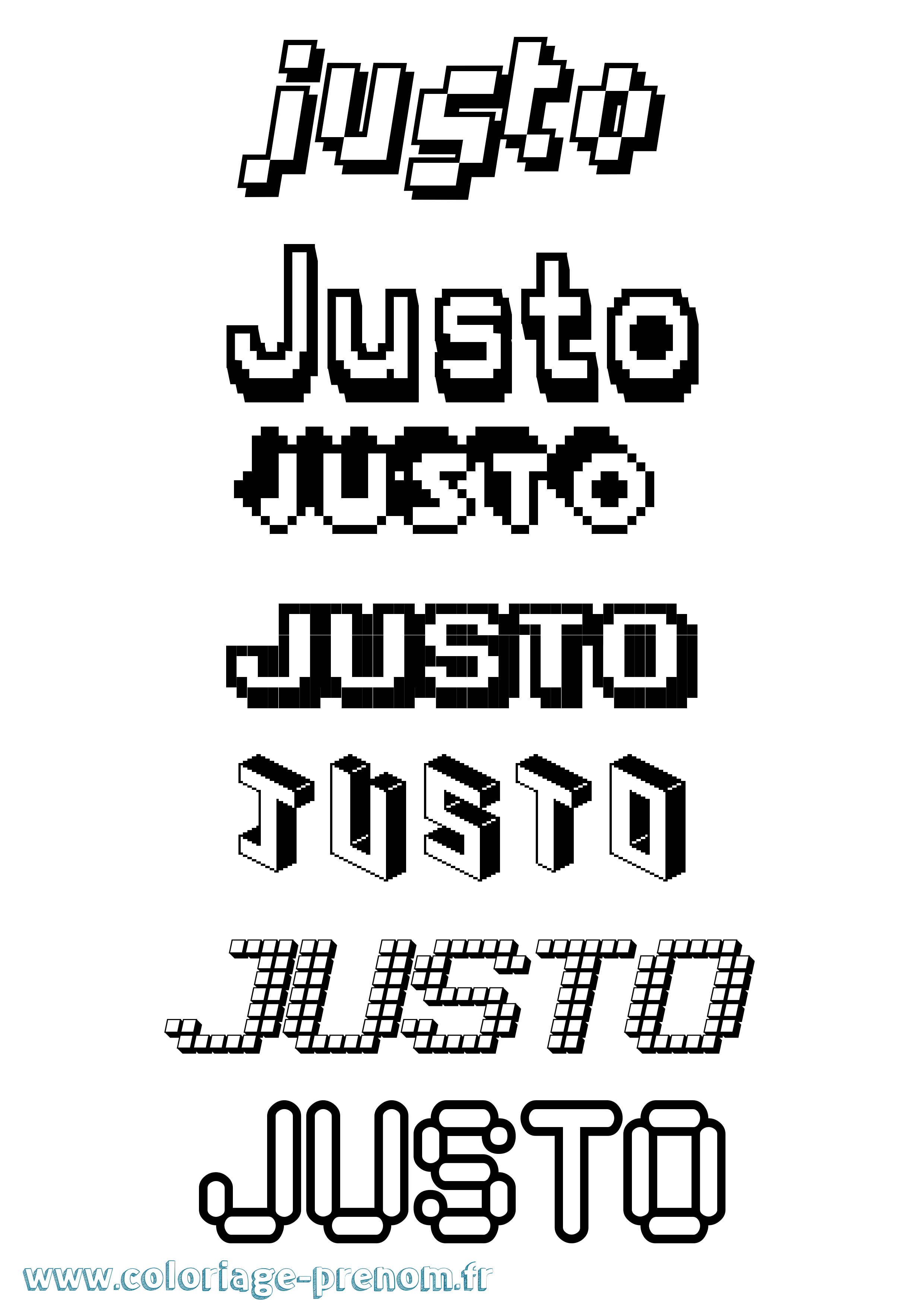 Coloriage Justo Pixel Coloriage prénom Justo Pixel