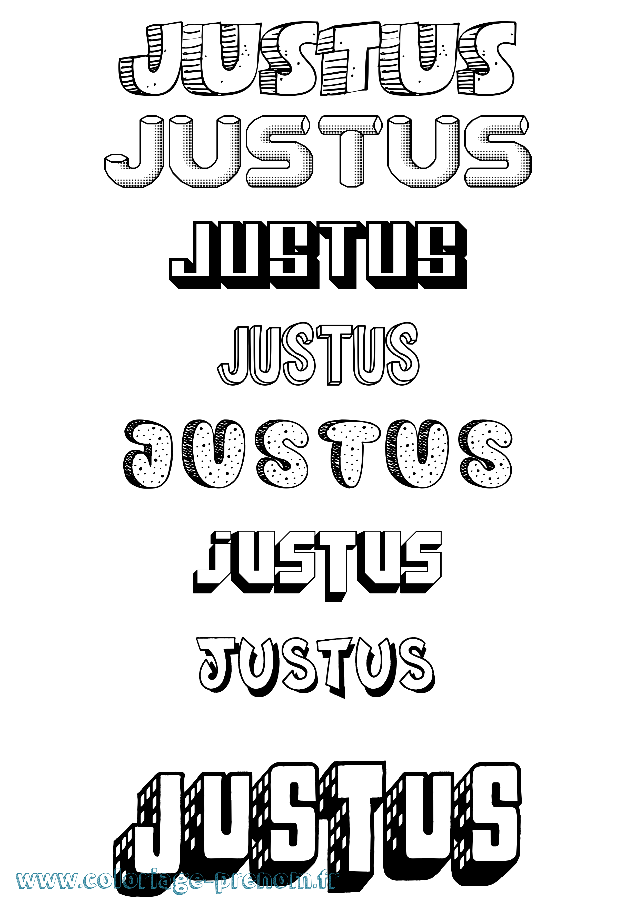 Coloriage Justus Effet 3D Coloriage prénom Justus Effet 3D