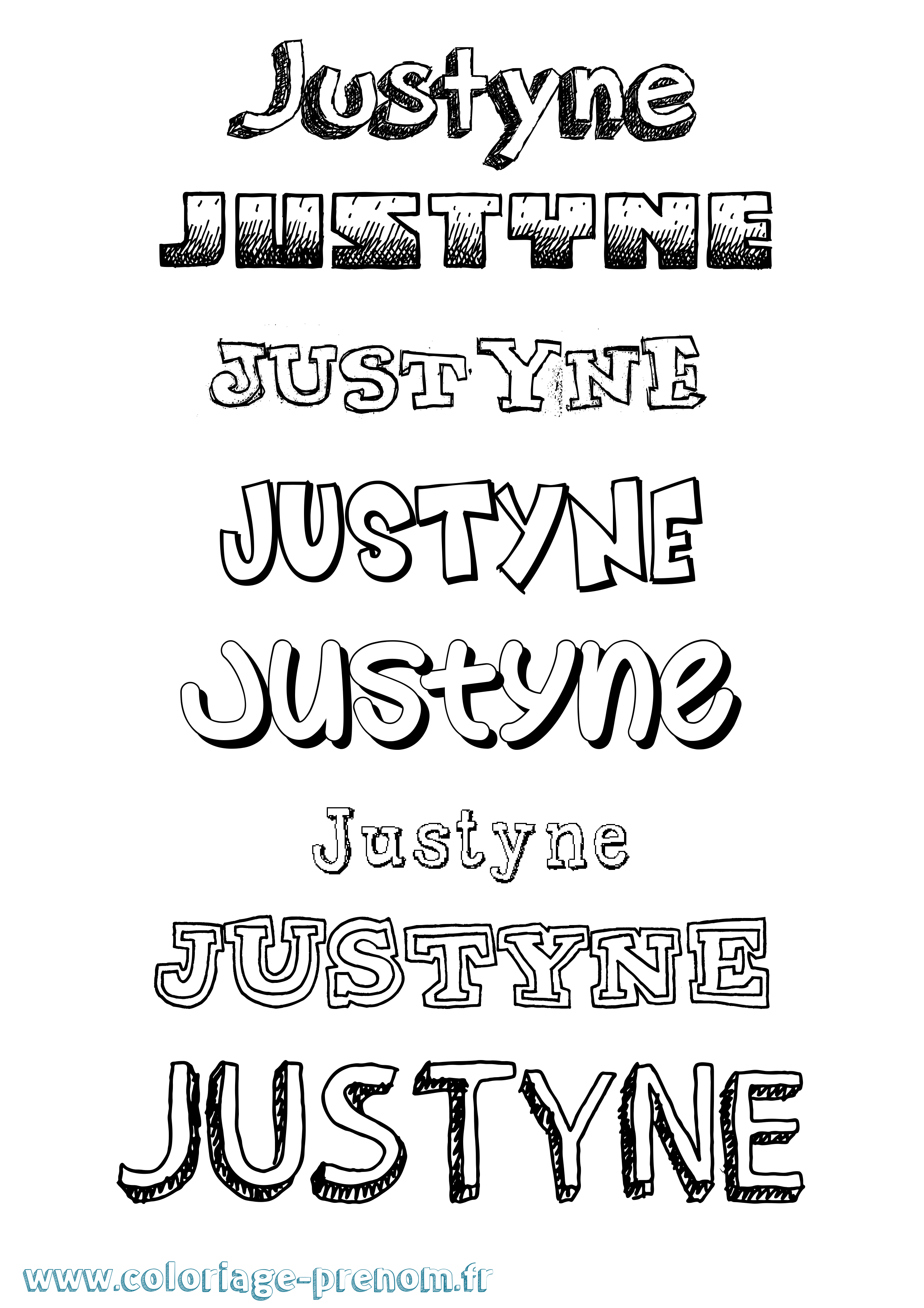 Coloriage Justyne Dessiné Coloriage prénom Justyne Dessiné