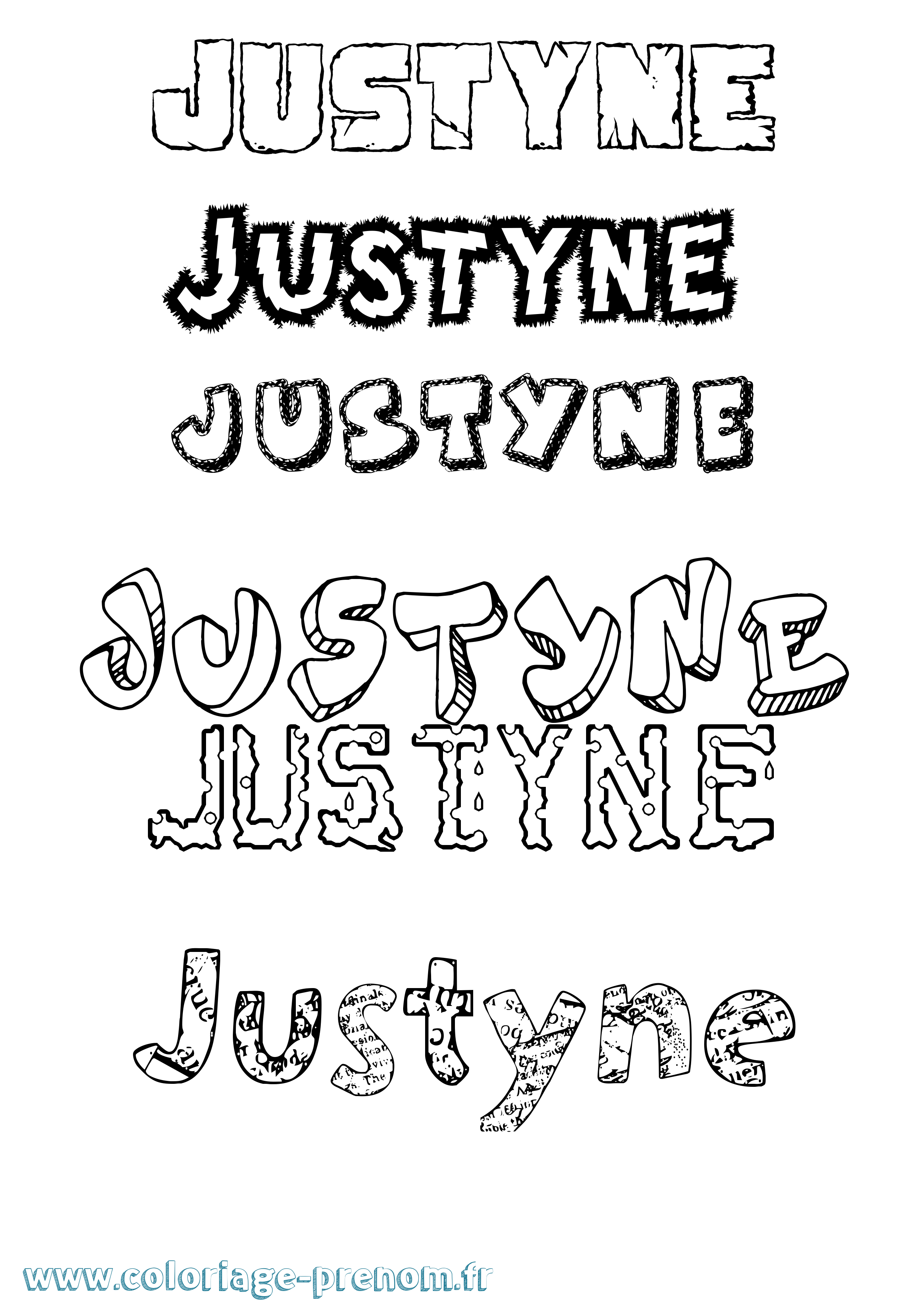 Coloriage Justyne Destructuré Coloriage prénom Justyne Destructuré