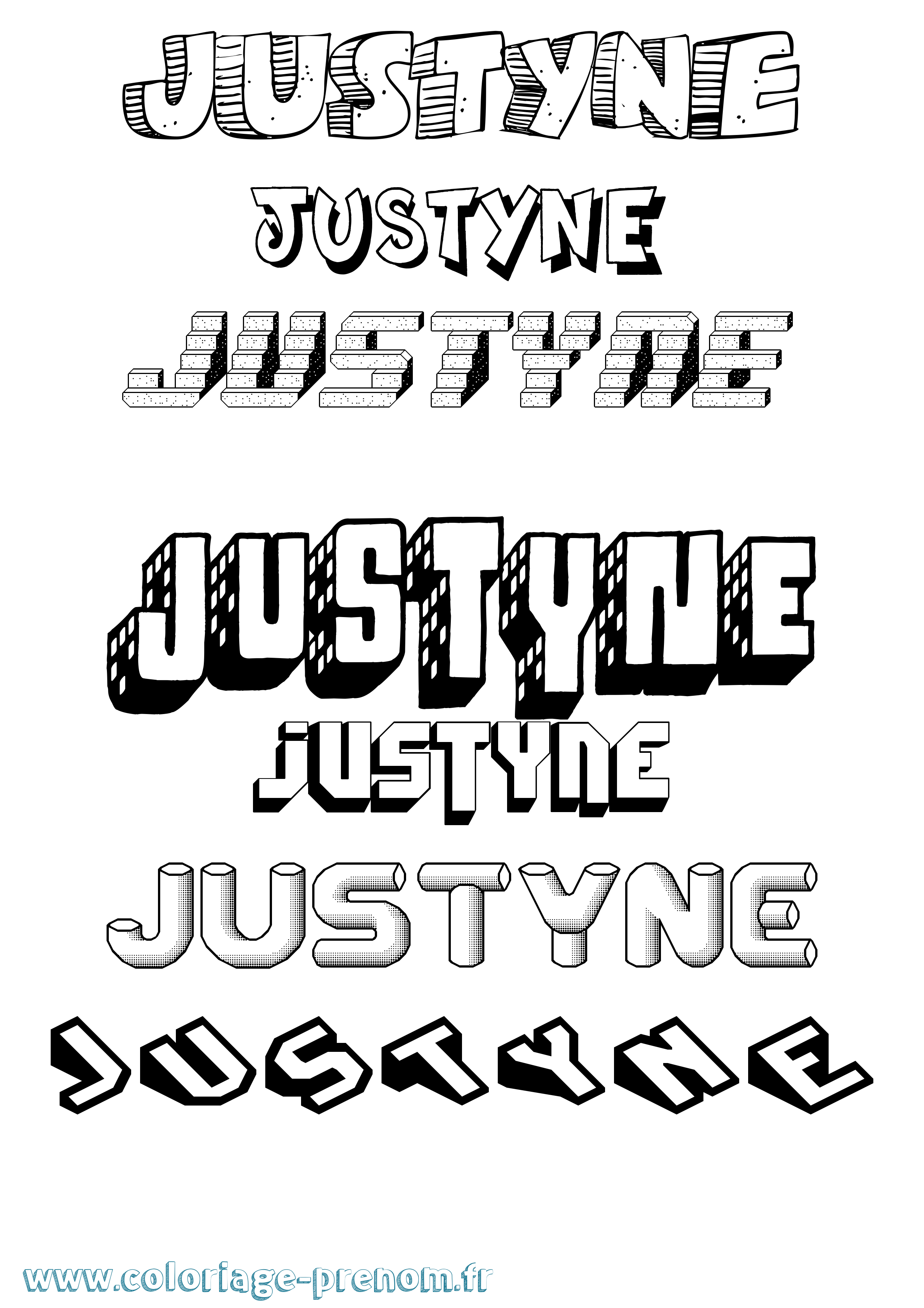 Coloriage Justyne Effet 3D Coloriage prénom Justyne Effet 3D