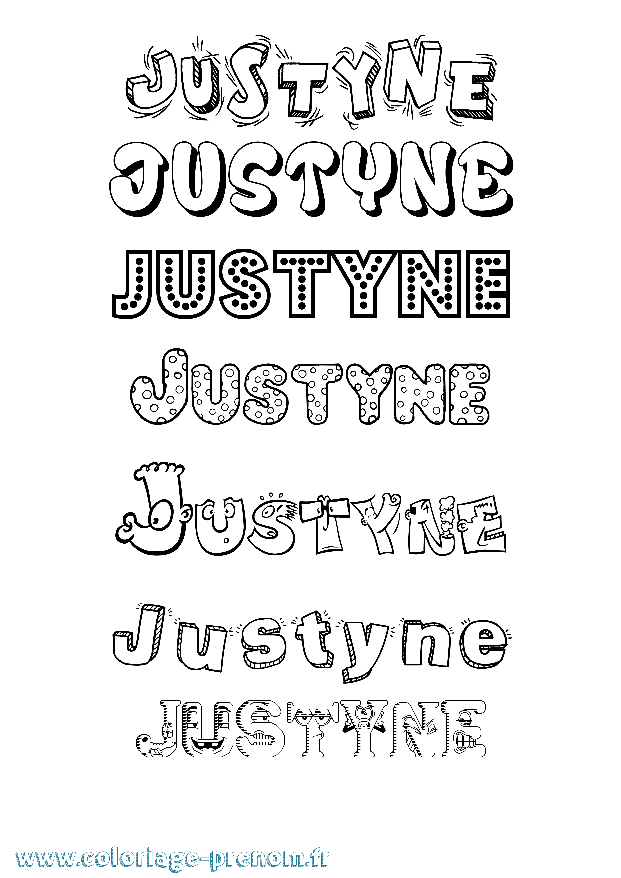 Coloriage Justyne Fun Coloriage prénom Justyne Fun