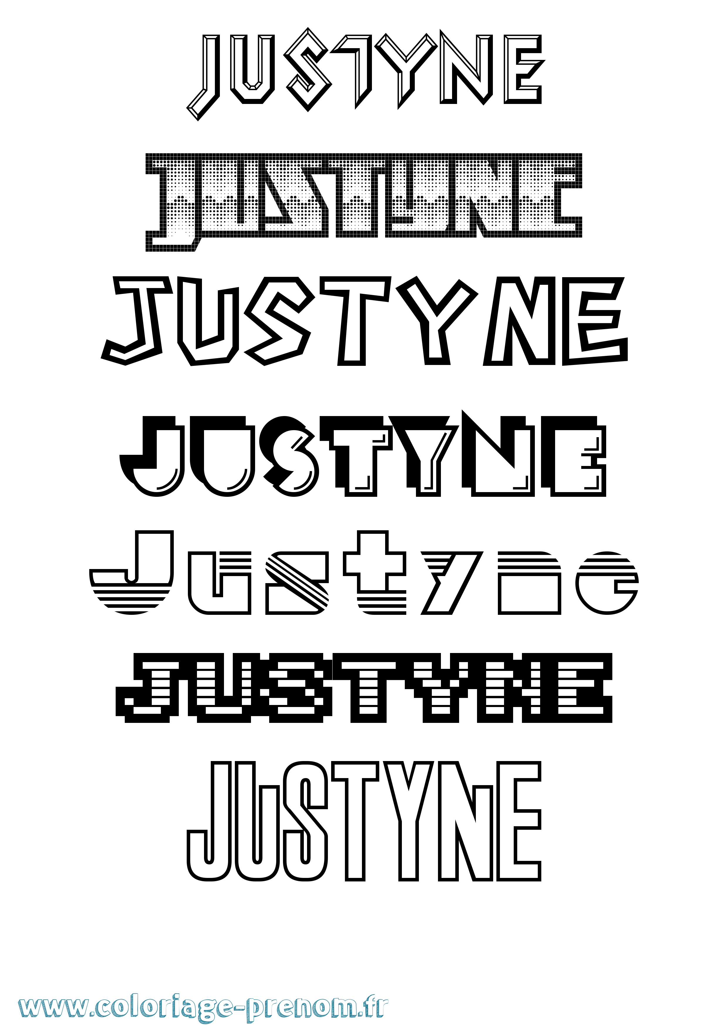 Coloriage Justyne Jeux Vidéos Coloriage prénom Justyne Jeux Vidéos