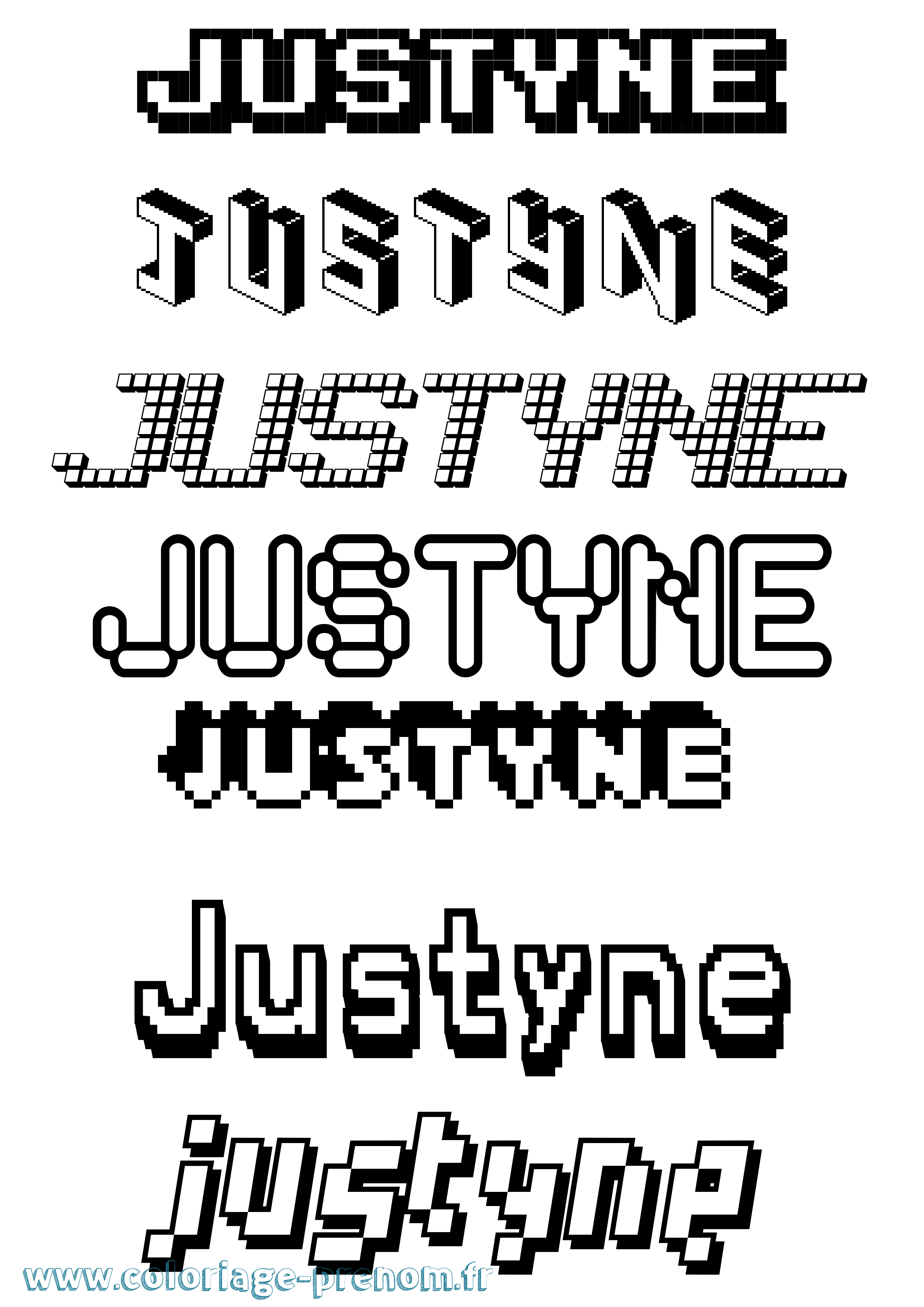 Coloriage Justyne Pixel Coloriage prénom Justyne Pixel