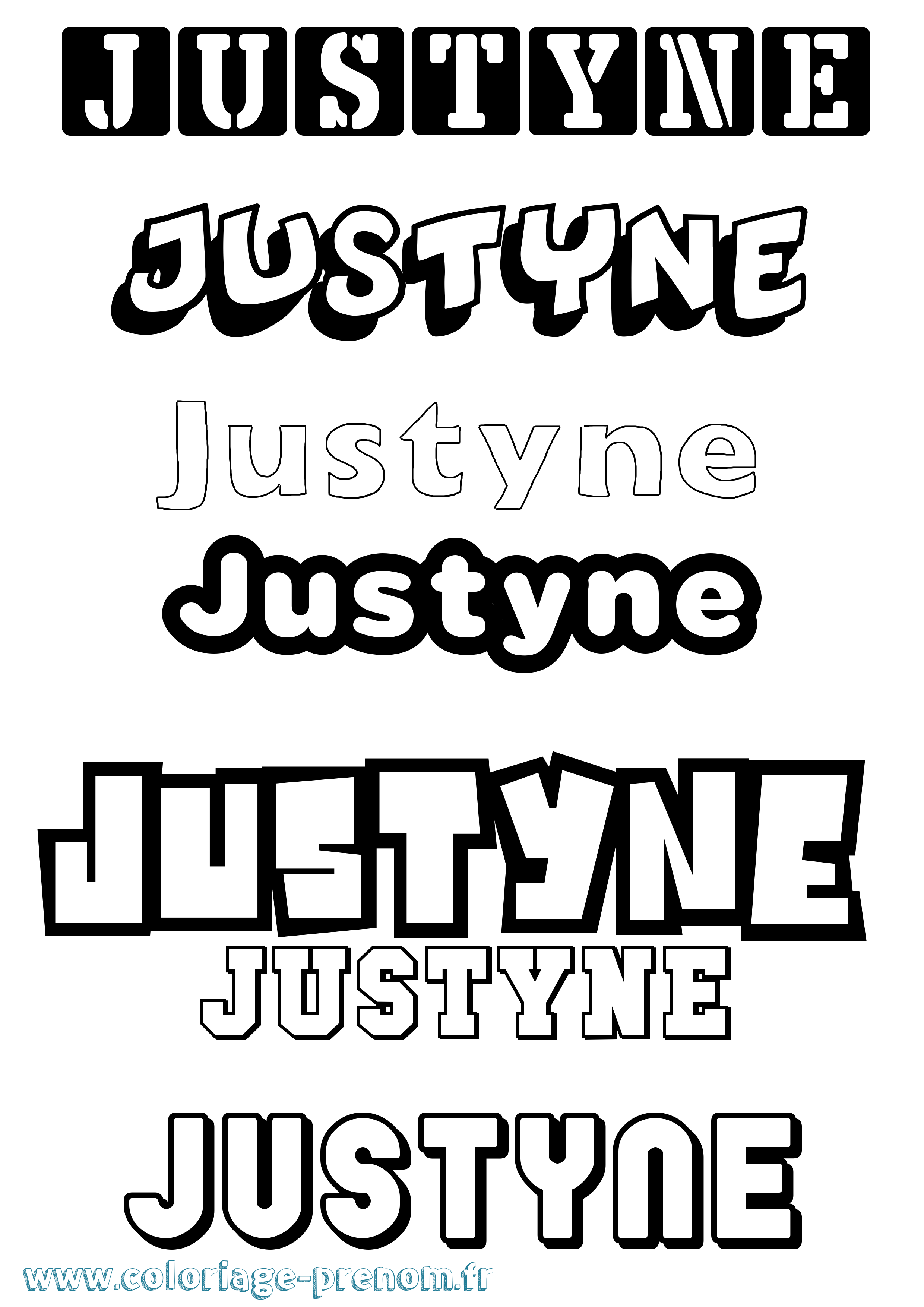 Coloriage Justyne Simple Coloriage prénom Justyne Simple