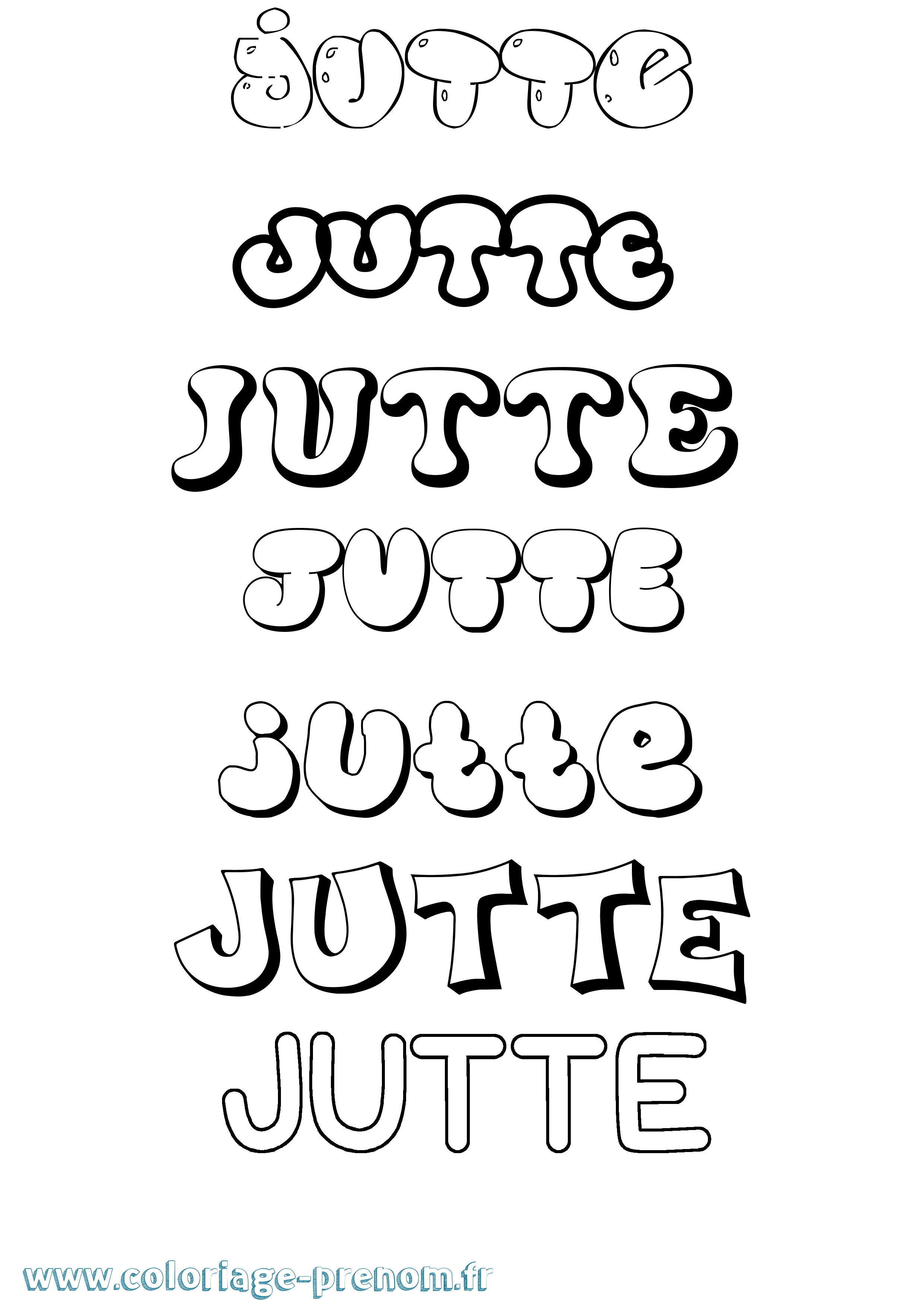 Coloriage Jutte Bubble Coloriage prénom Jutte Bubble