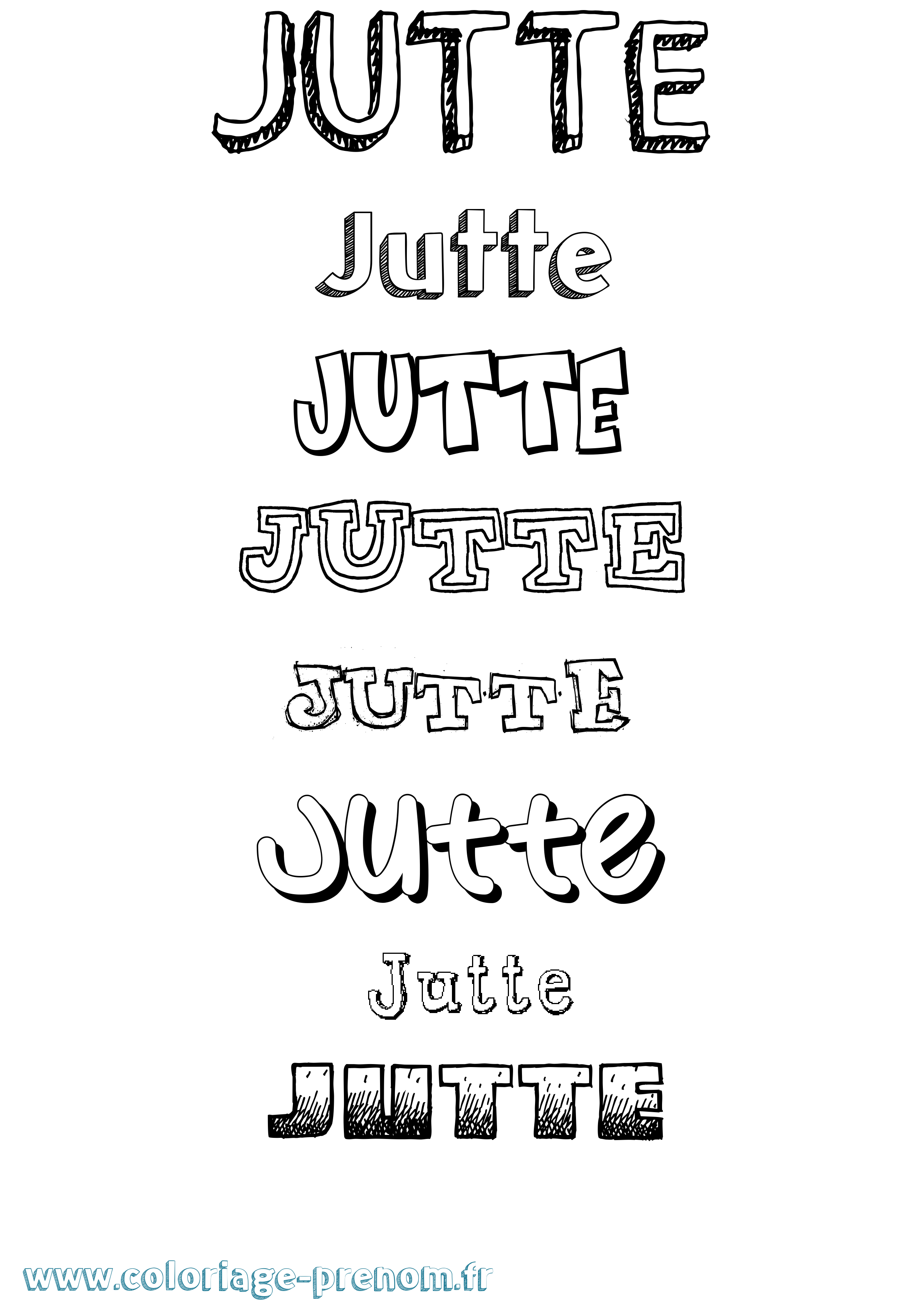Coloriage Jutte Dessiné Coloriage prénom Jutte Dessiné