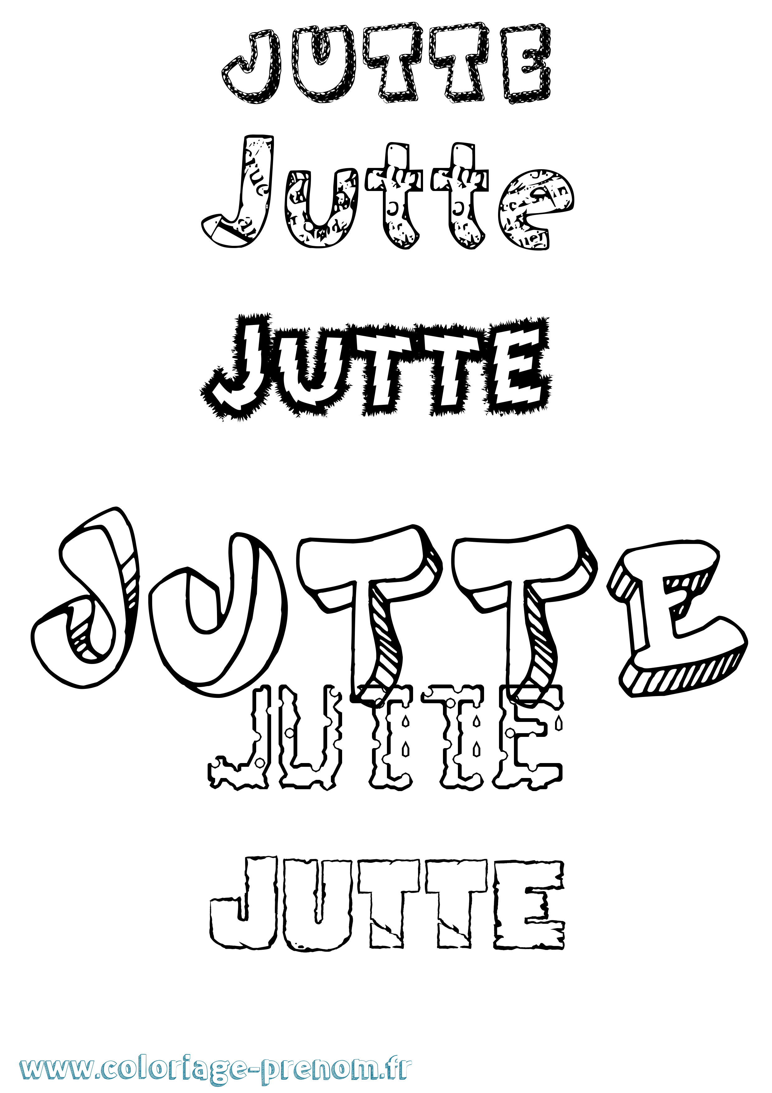 Coloriage Jutte Destructuré Coloriage prénom Jutte Destructuré
