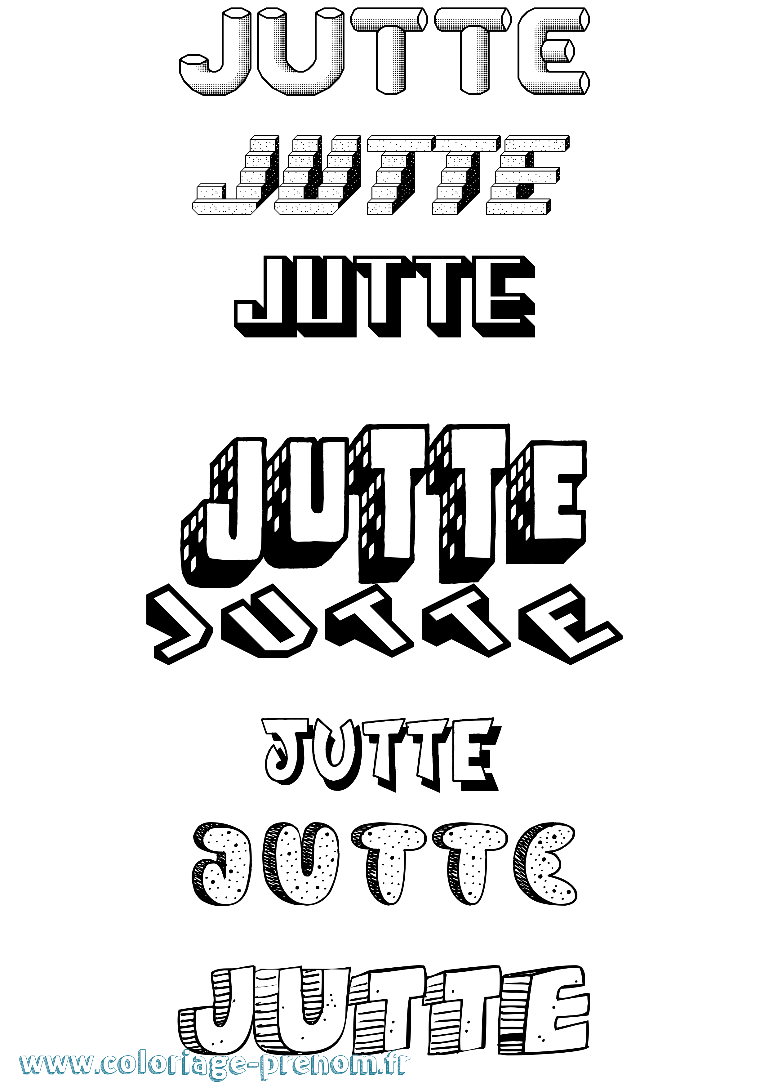 Coloriage Jutte Effet 3D Coloriage prénom Jutte Effet 3D