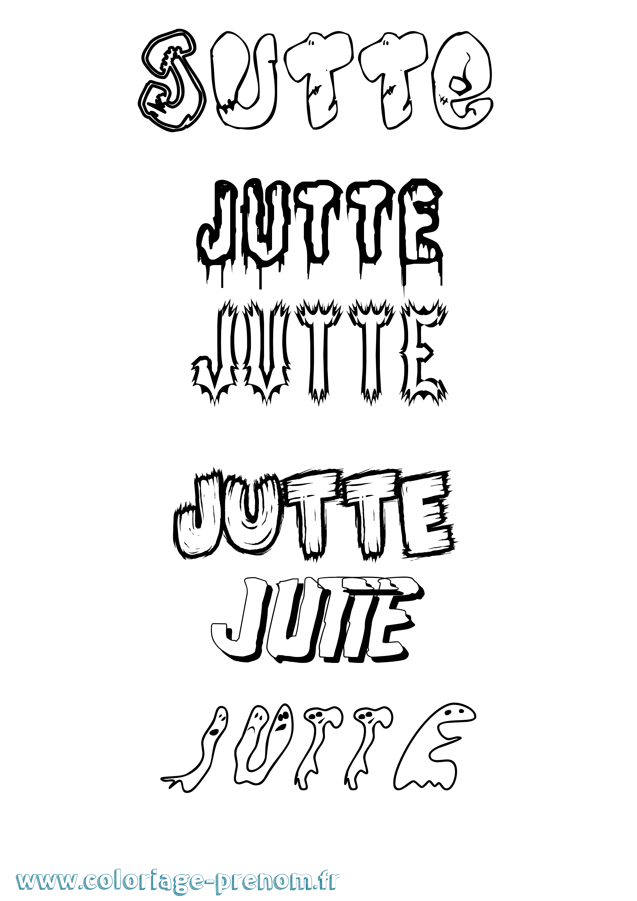 Coloriage Jutte Frisson Coloriage prénom Jutte Frisson