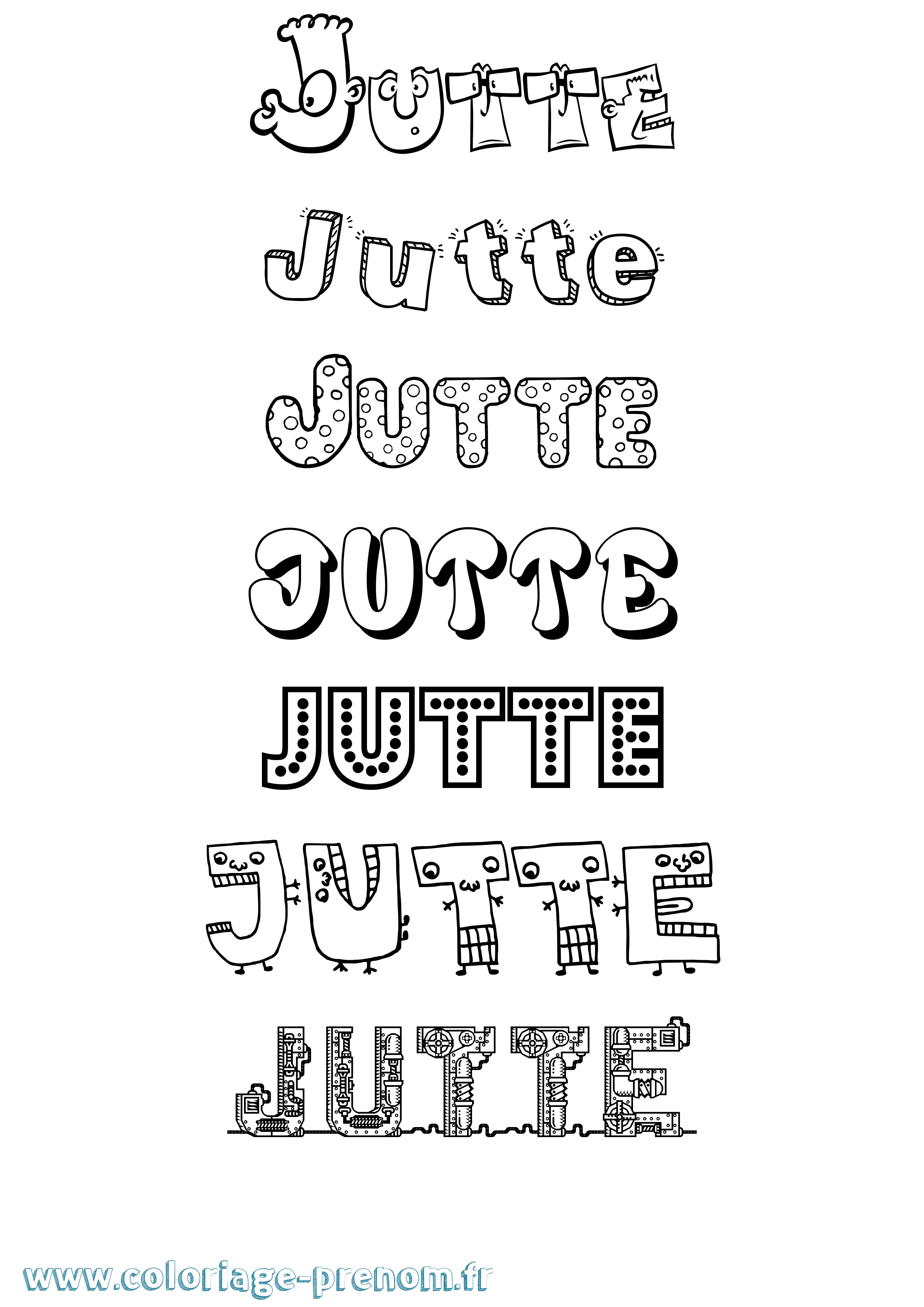 Coloriage Jutte Fun Coloriage prénom Jutte Fun