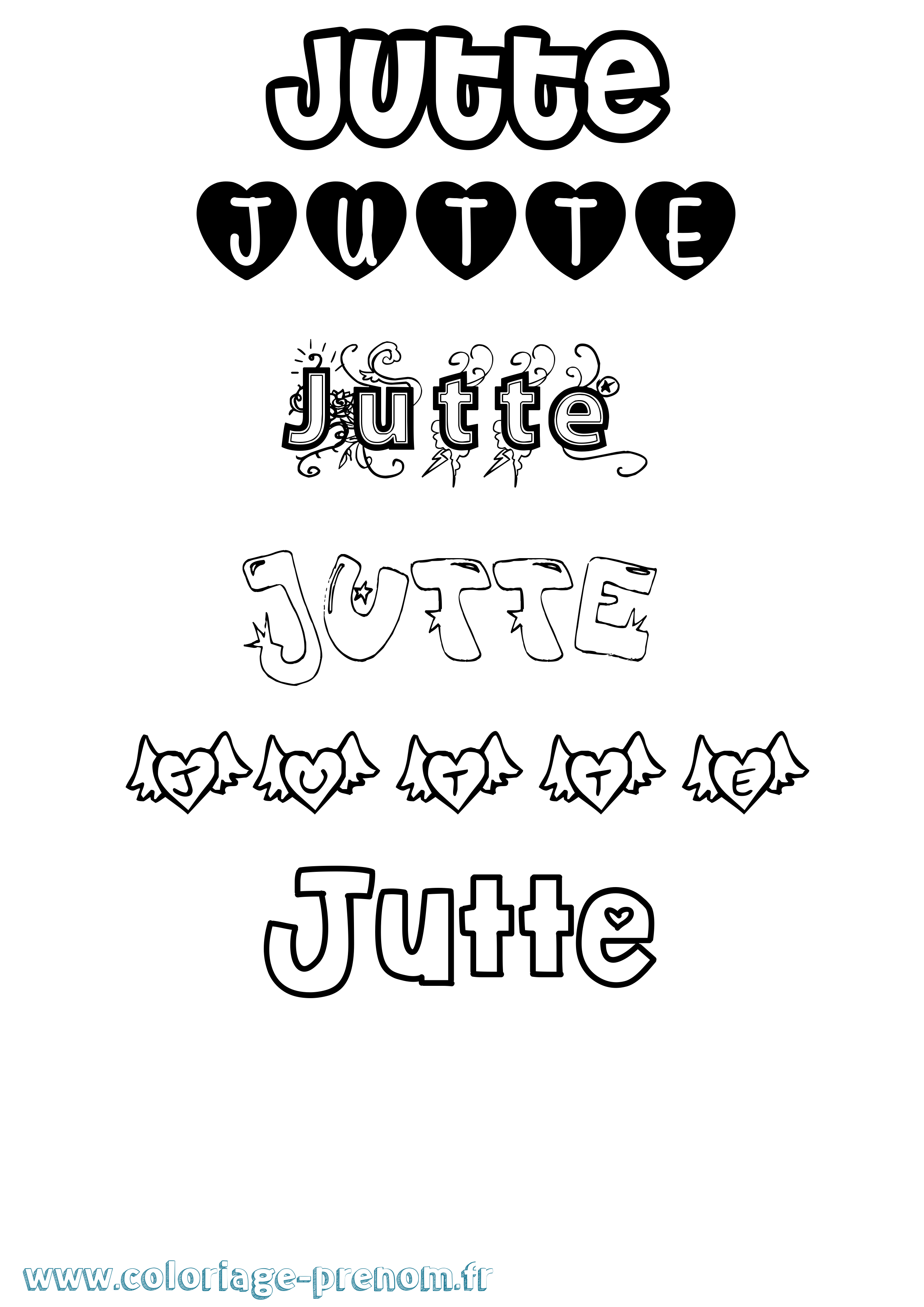 Coloriage Jutte Girly Coloriage prénom Jutte Girly