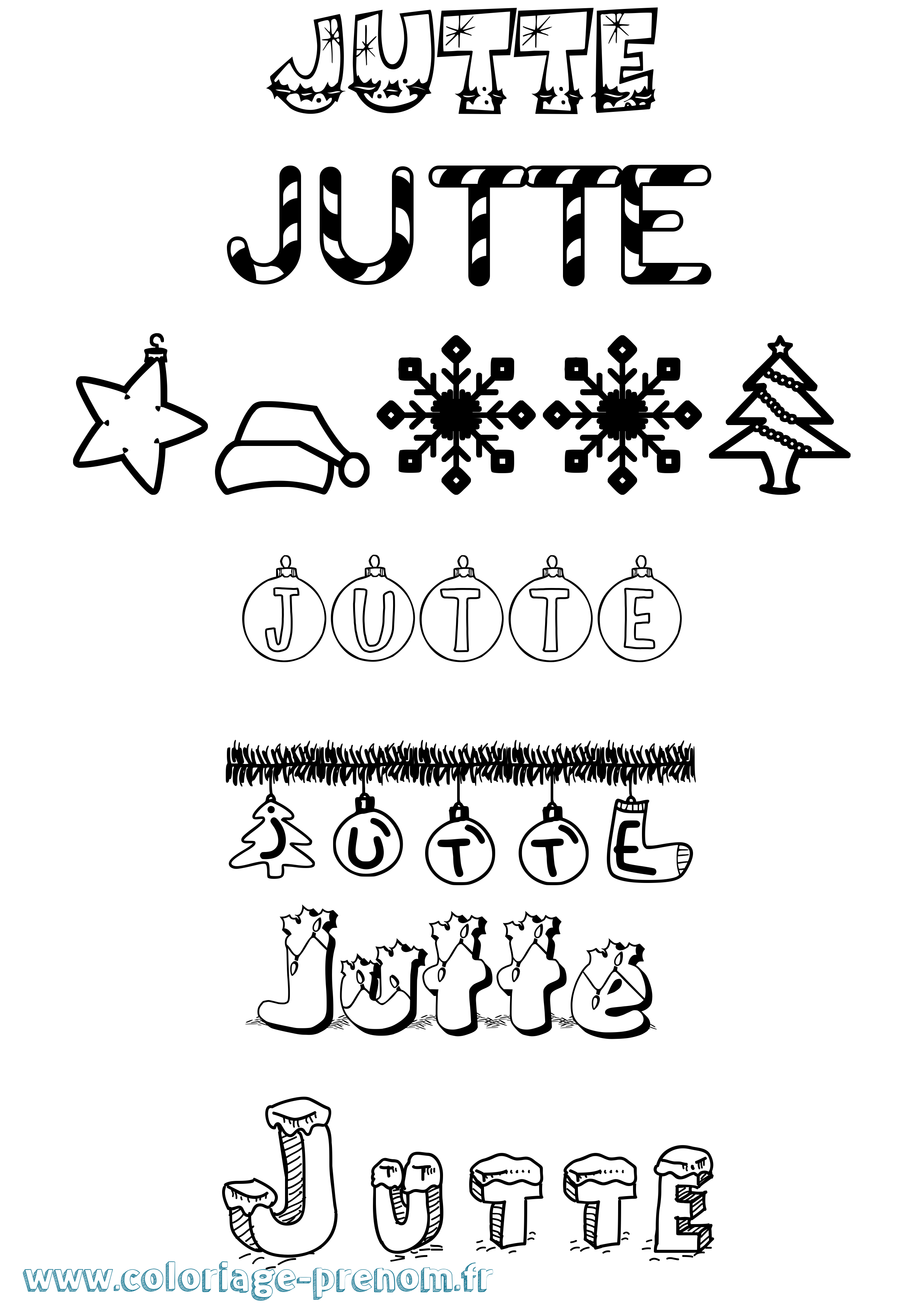 Coloriage Jutte Noël Coloriage prénom Jutte Noël