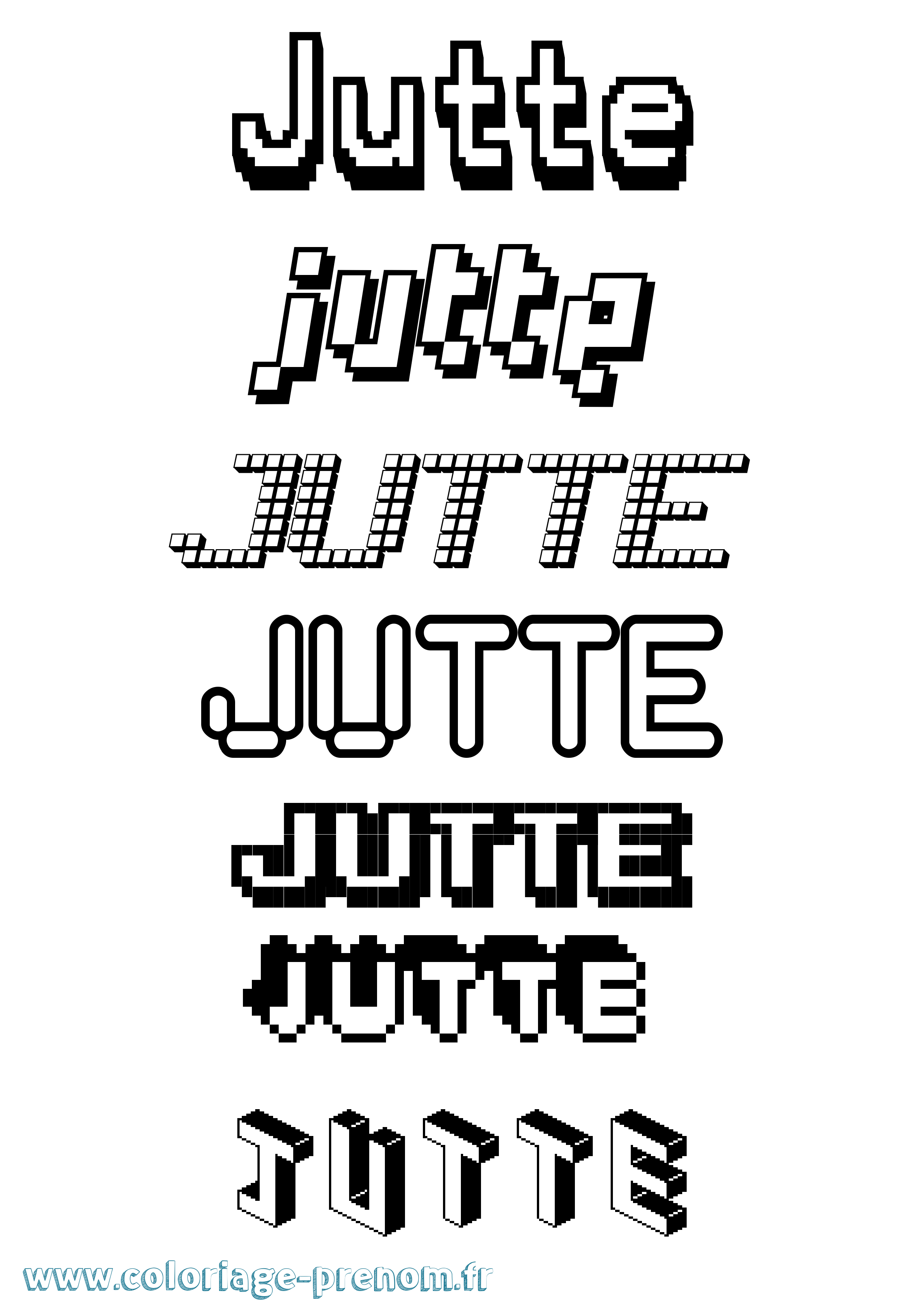 Coloriage Jutte Pixel Coloriage prénom Jutte Pixel