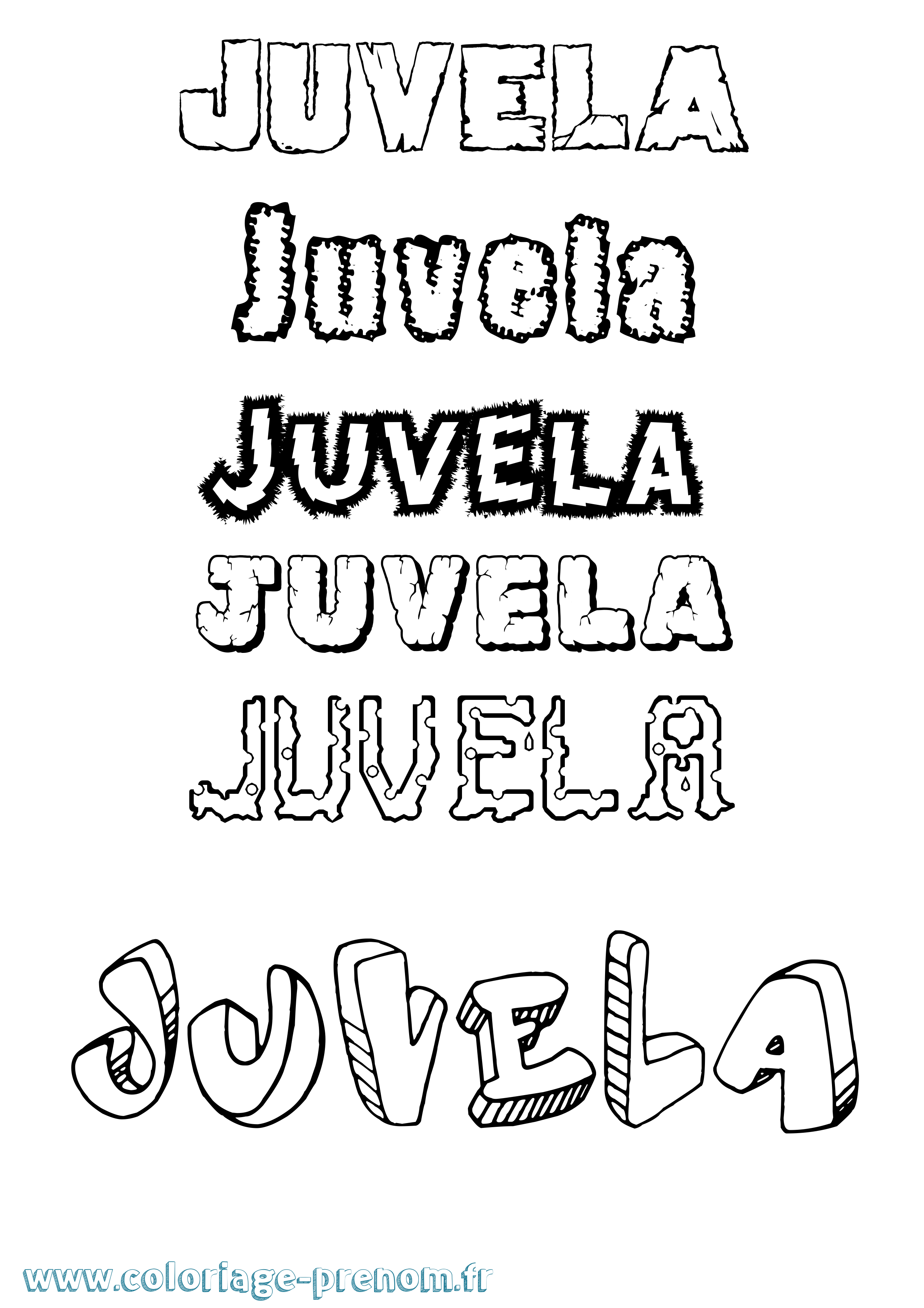Coloriage Juvela Destructuré Coloriage prénom Juvela Destructuré
