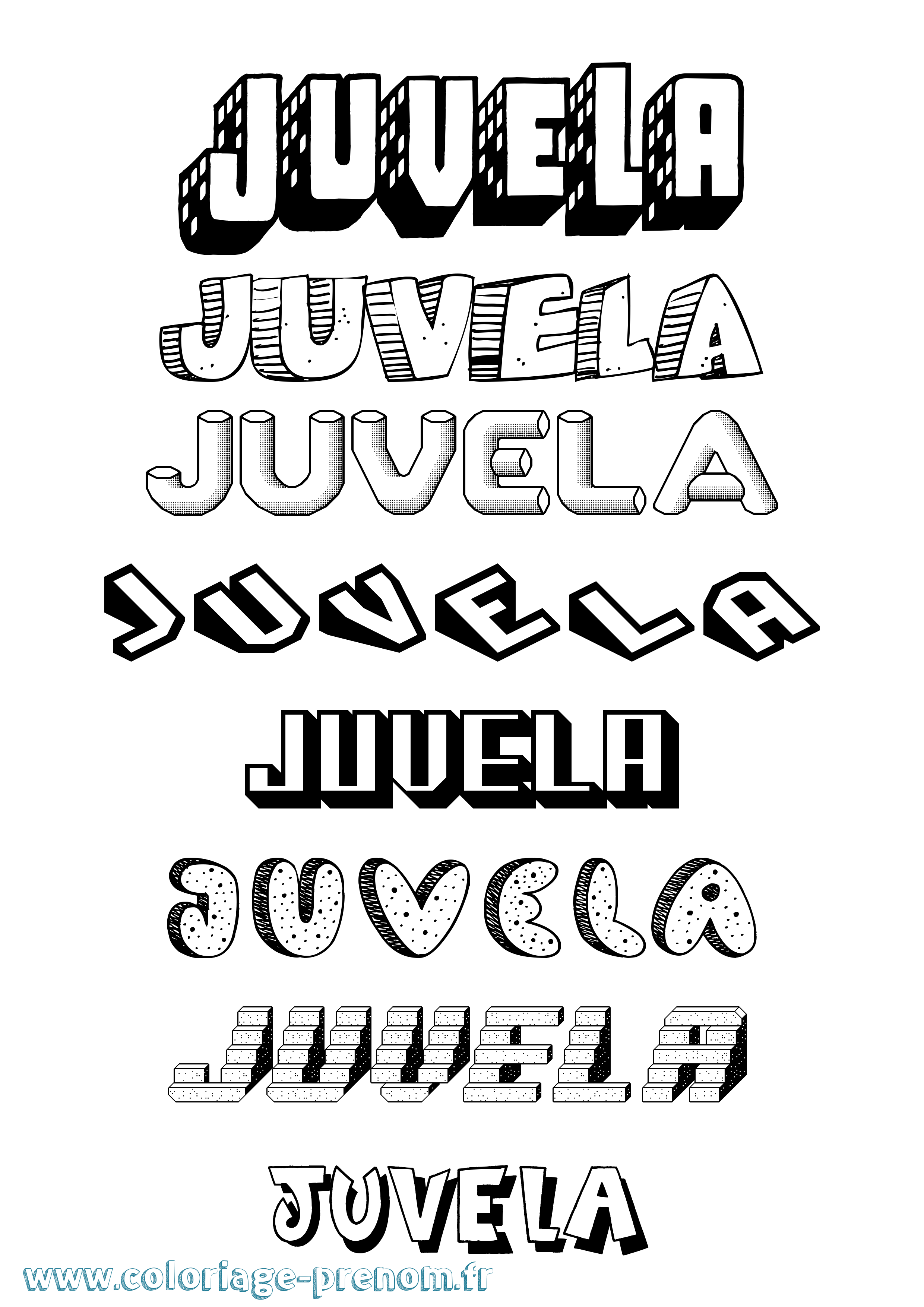Coloriage Juvela Effet 3D Coloriage prénom Juvela Effet 3D
