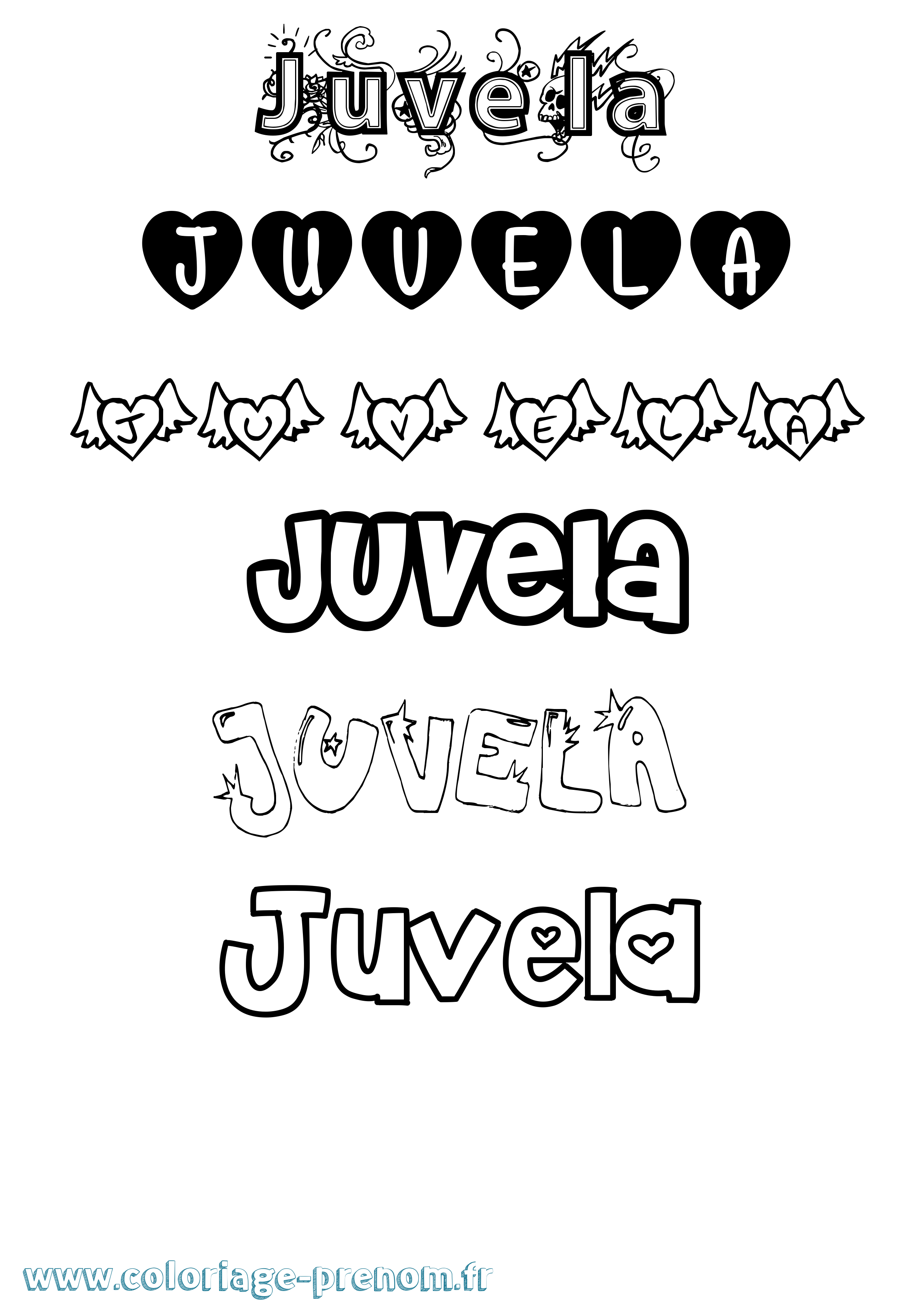 Coloriage Juvela Girly Coloriage prénom Juvela Girly