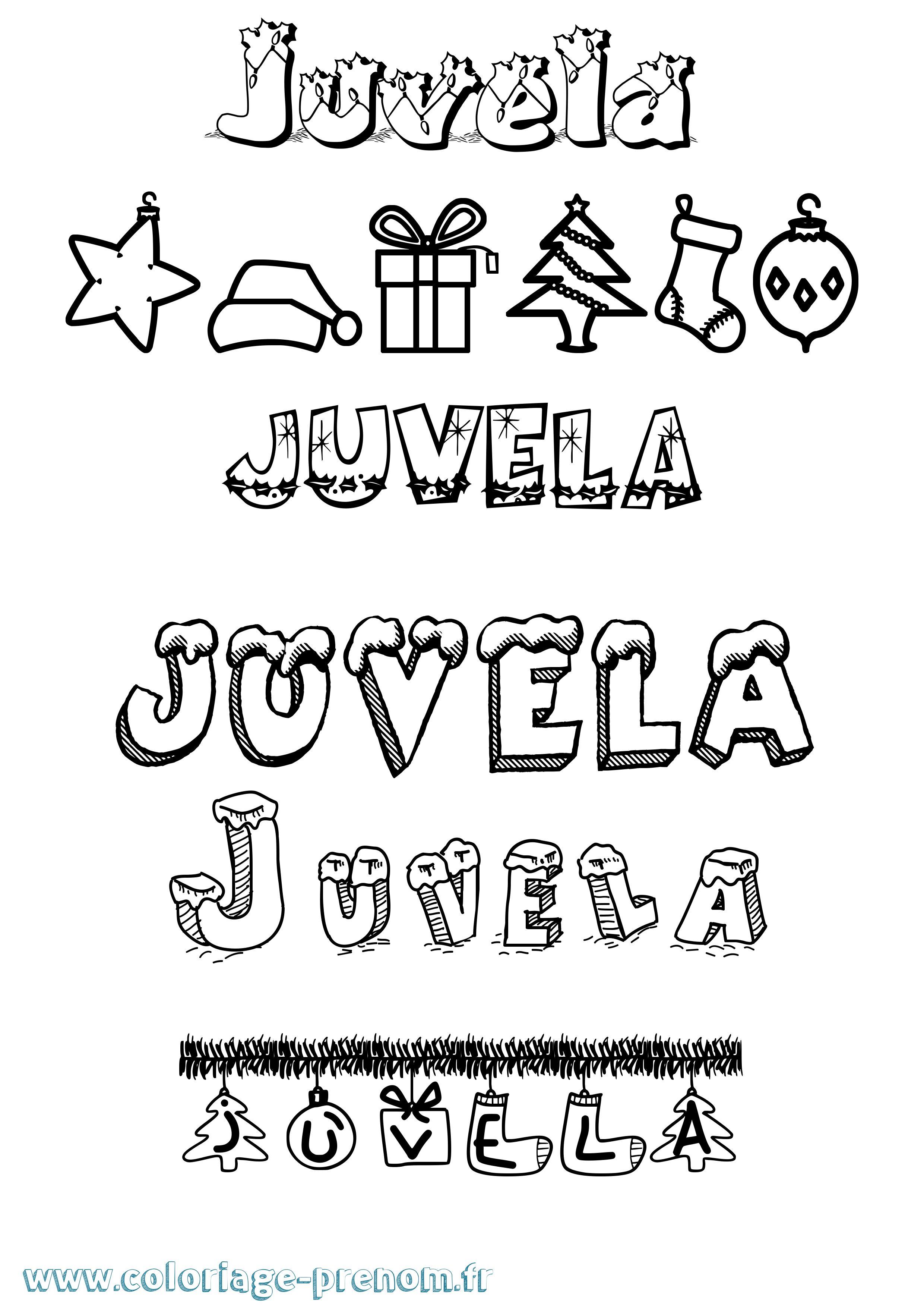 Coloriage Juvela Noël Coloriage prénom Juvela Noël