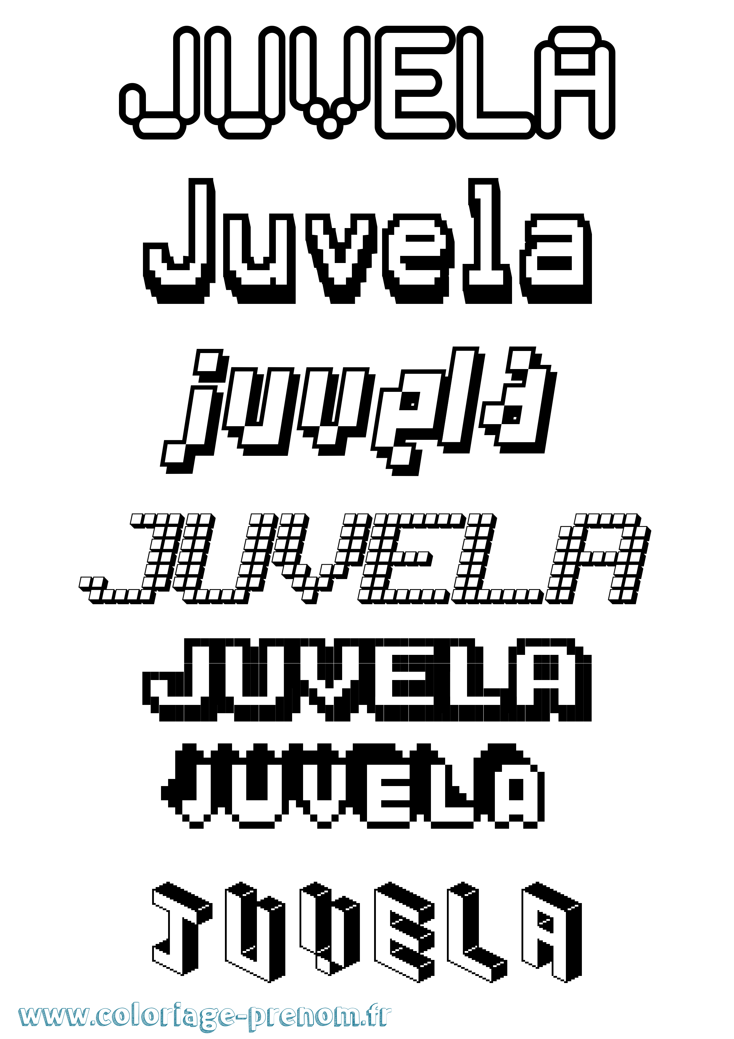 Coloriage Juvela Pixel Coloriage prénom Juvela Pixel