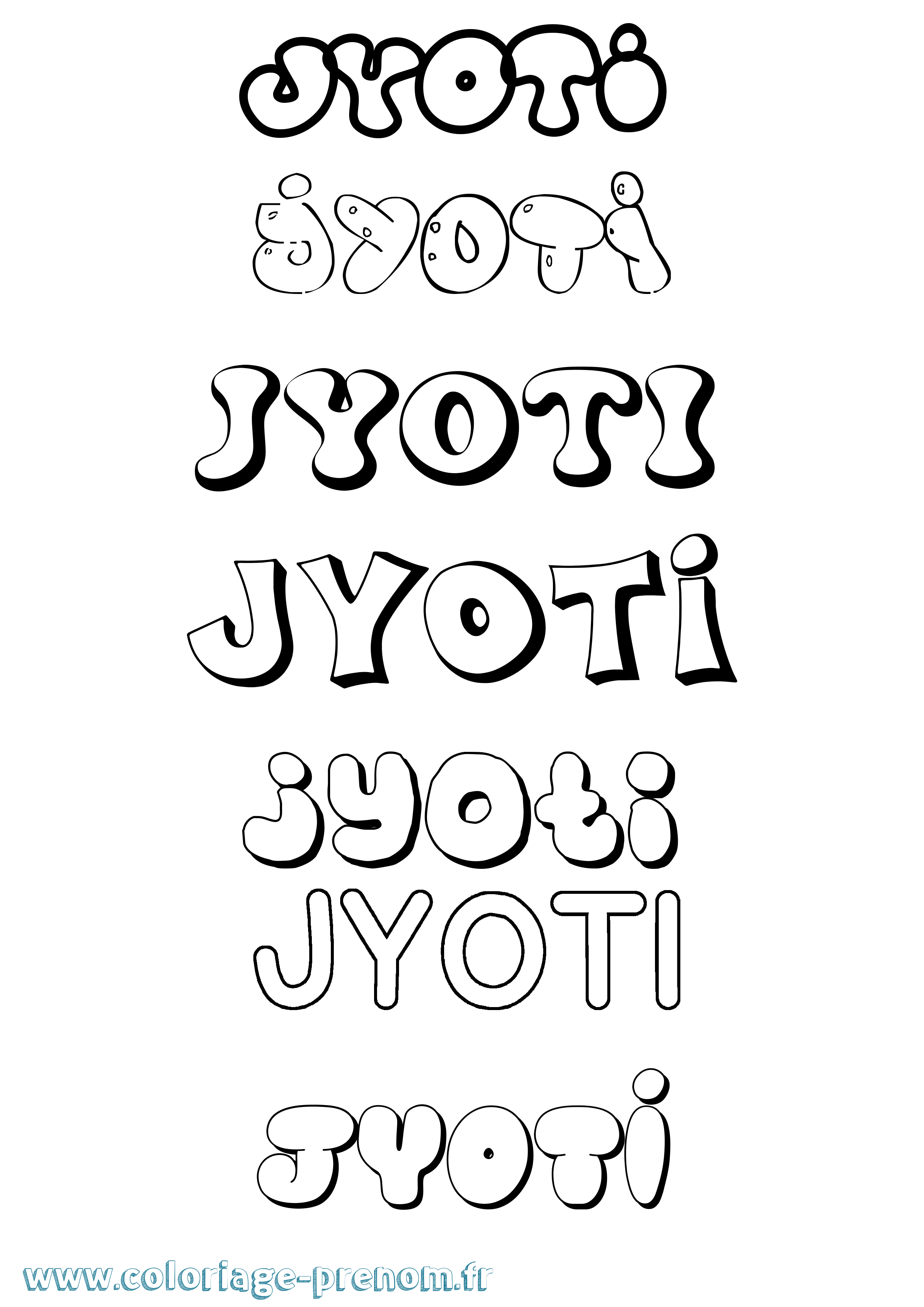 Coloriage Jyoti Bubble Coloriage prénom Jyoti Bubble