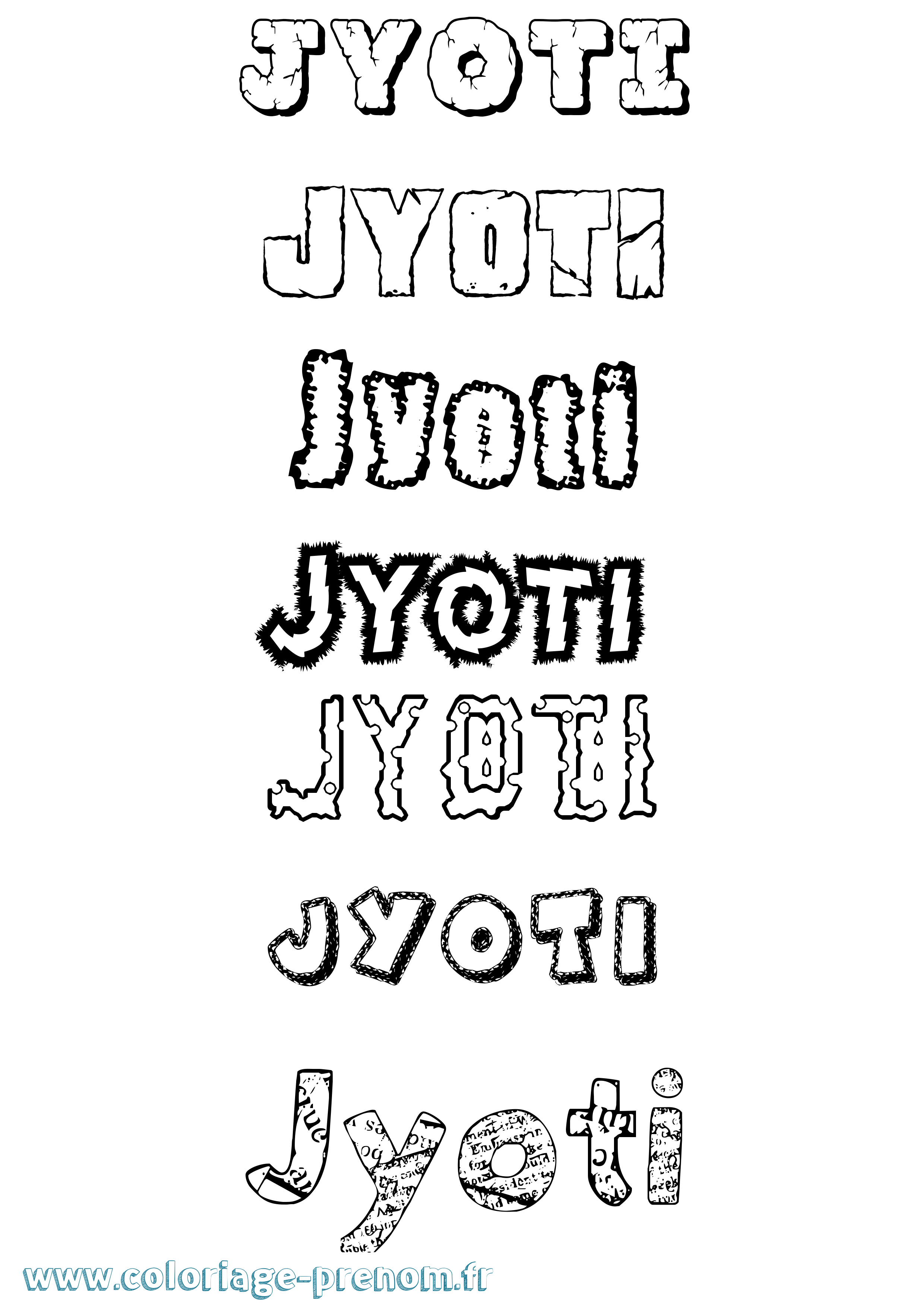 Coloriage Jyoti Destructuré Coloriage prénom Jyoti Destructuré