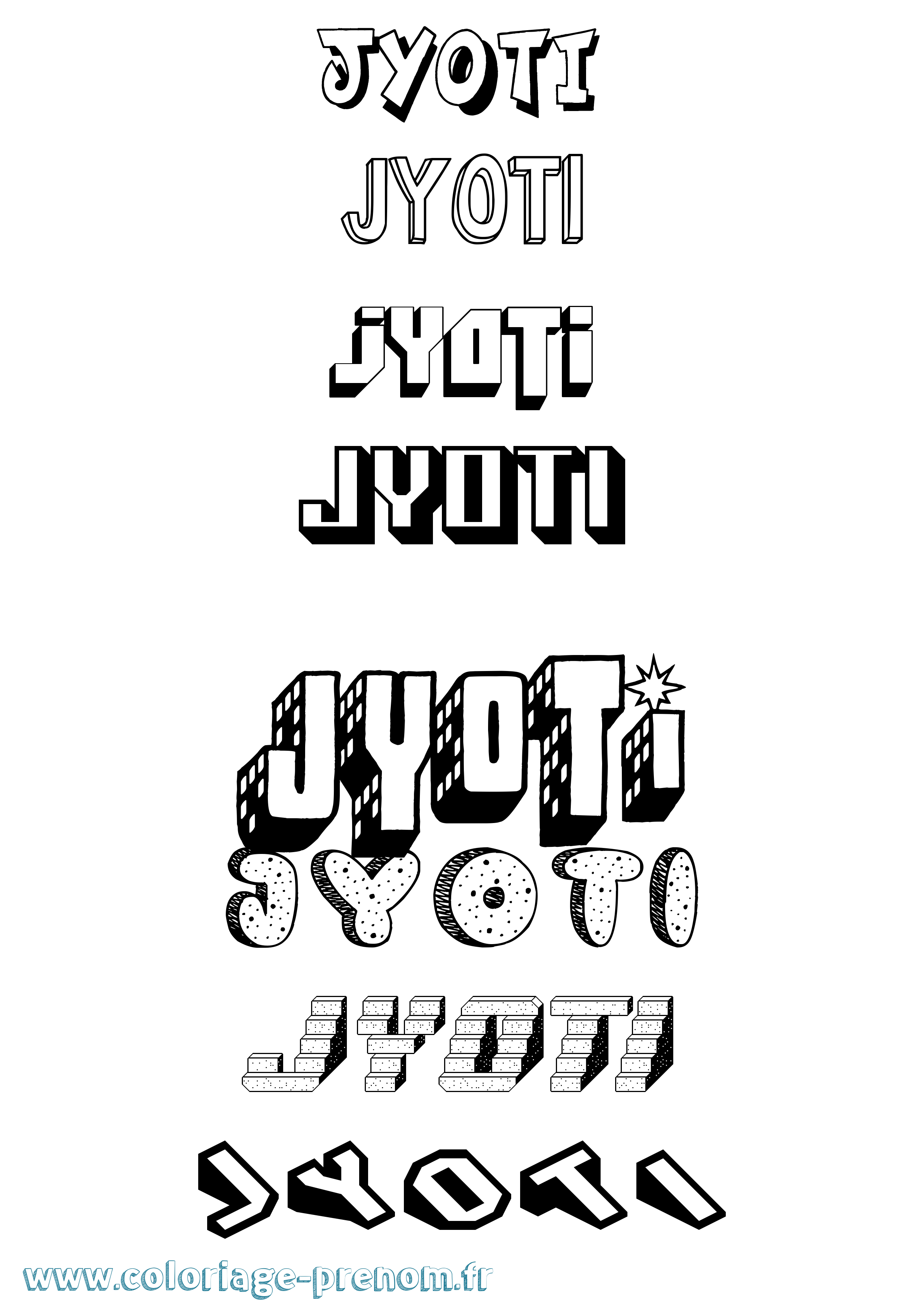Coloriage Jyoti Effet 3D Coloriage prénom Jyoti Effet 3D