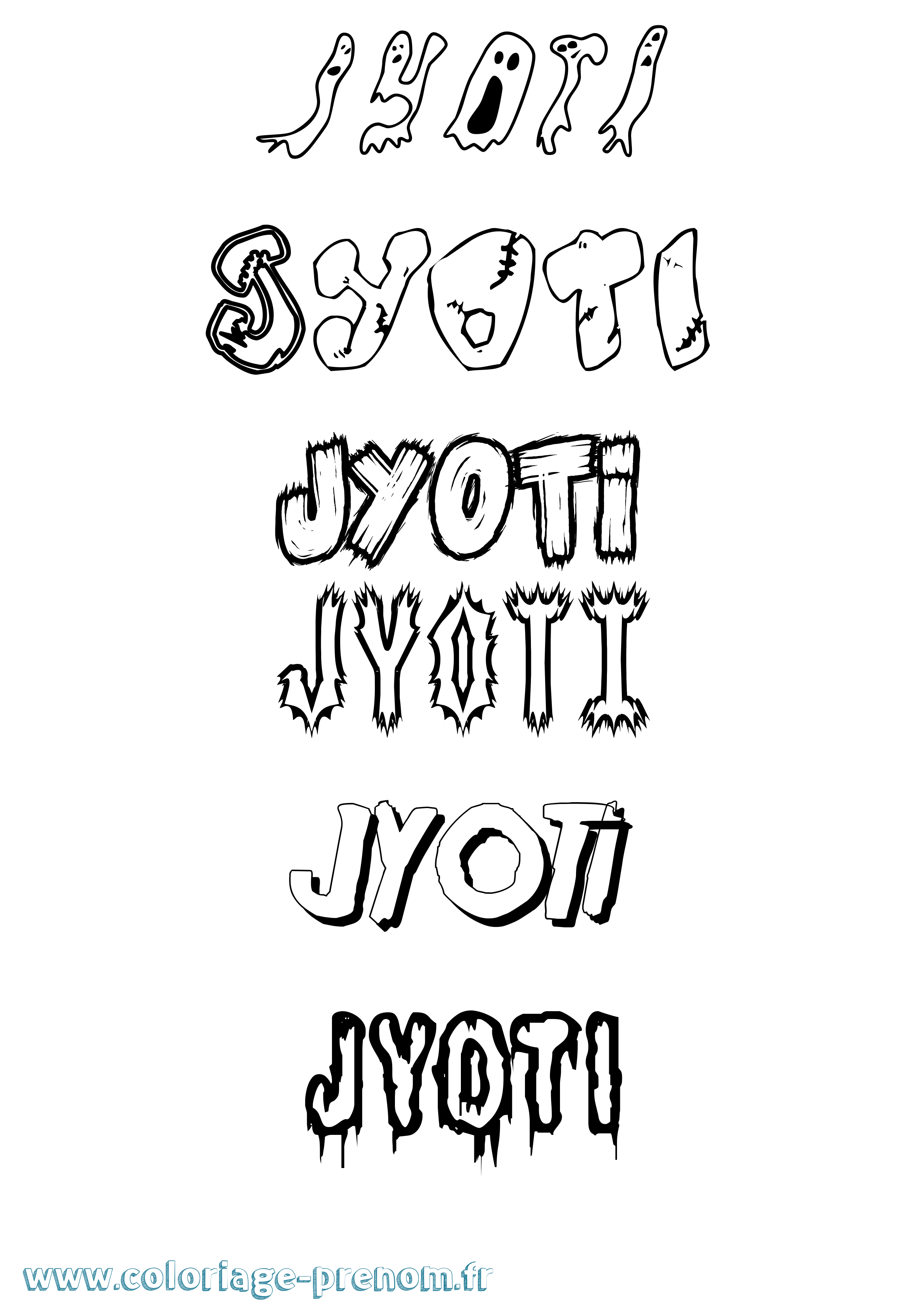 Coloriage Jyoti Frisson Coloriage prénom Jyoti Frisson