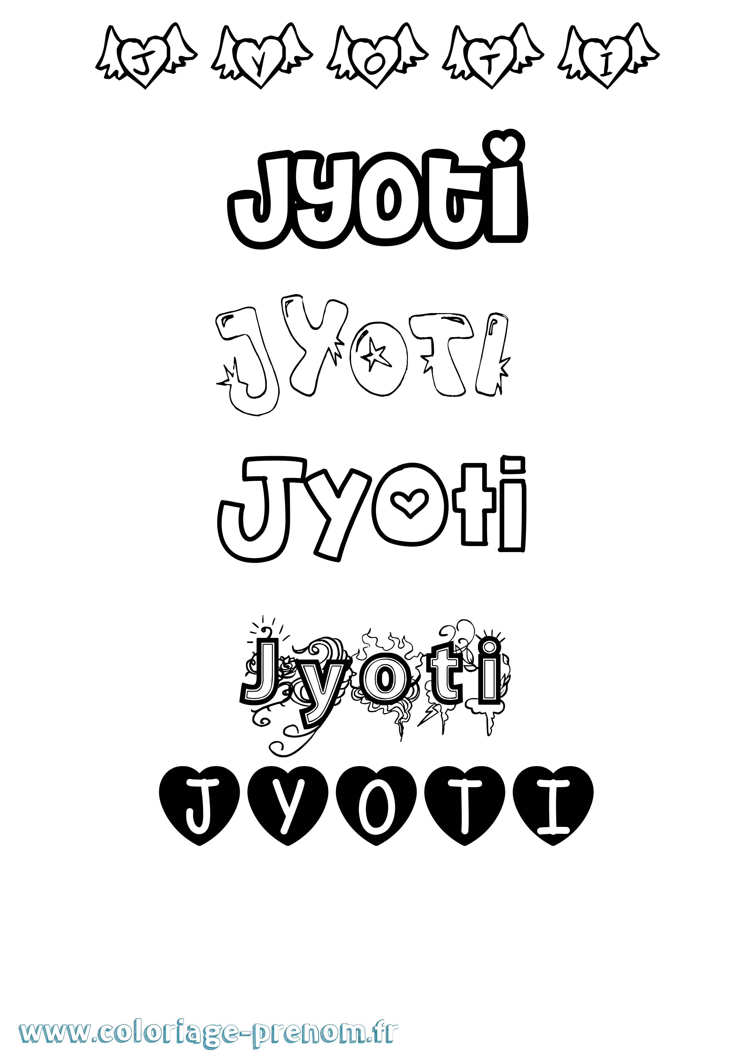 Coloriage Jyoti Girly Coloriage prénom Jyoti Girly