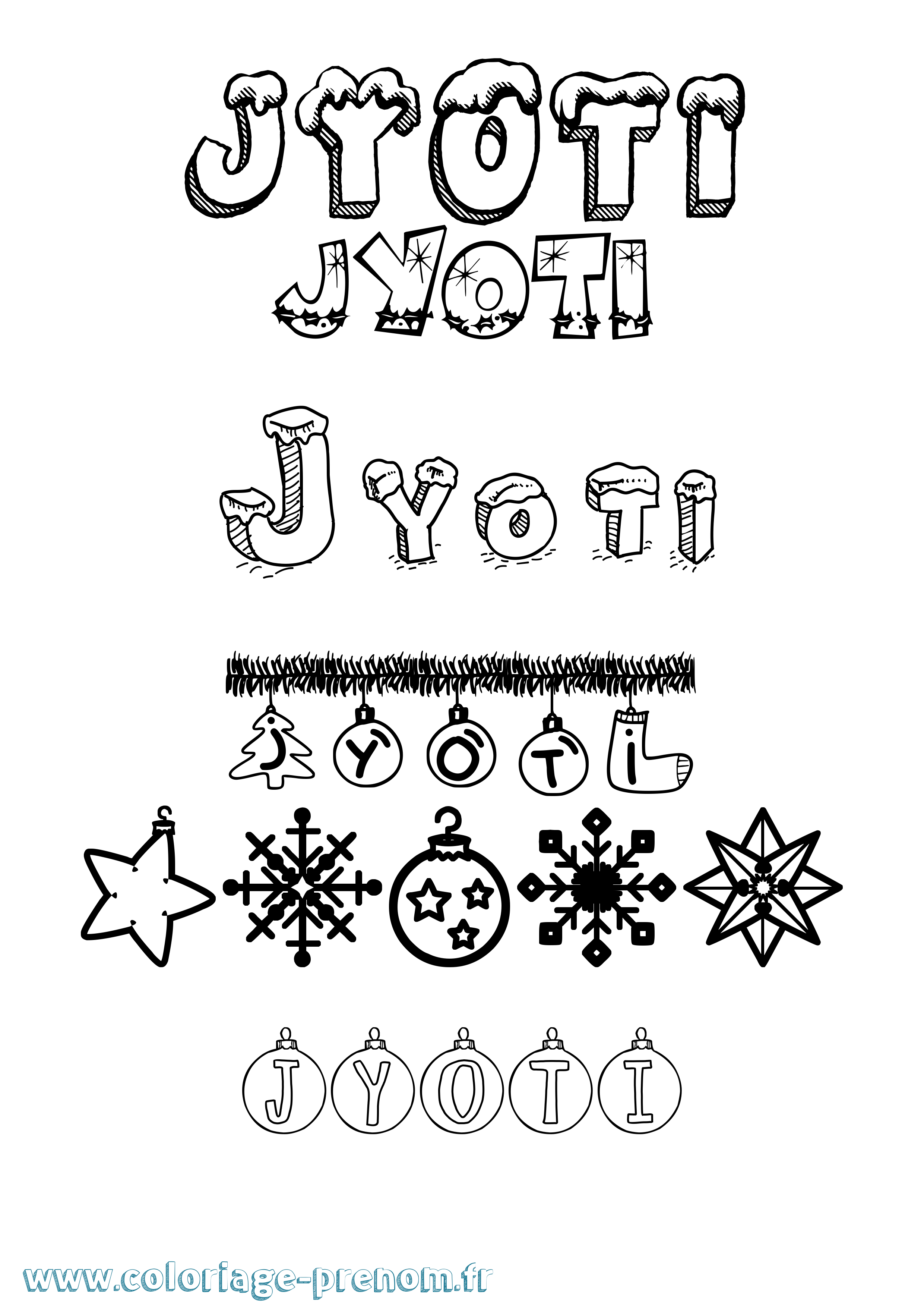 Coloriage Jyoti Noël Coloriage prénom Jyoti Noël