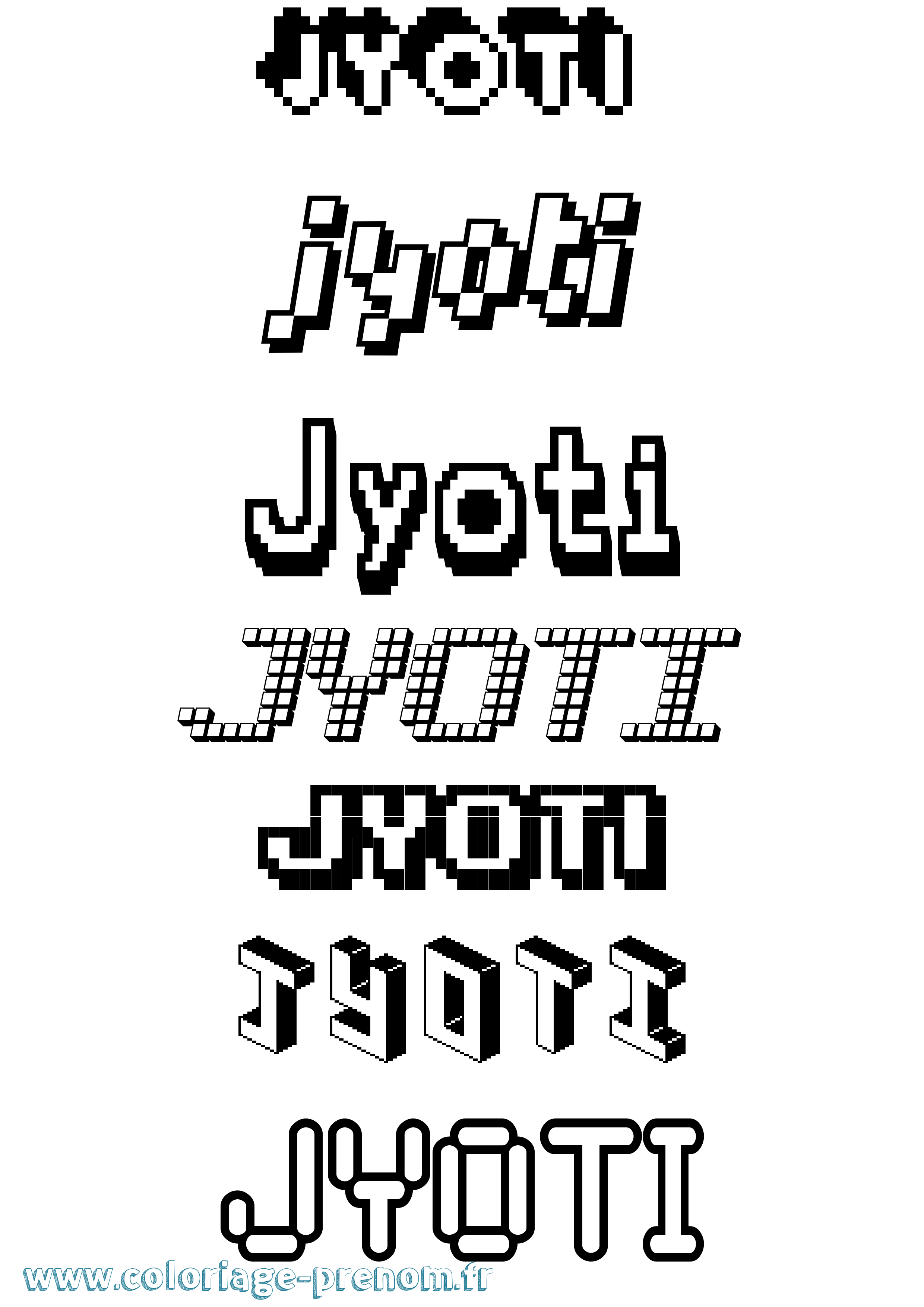 Coloriage Jyoti Pixel Coloriage prénom Jyoti Pixel