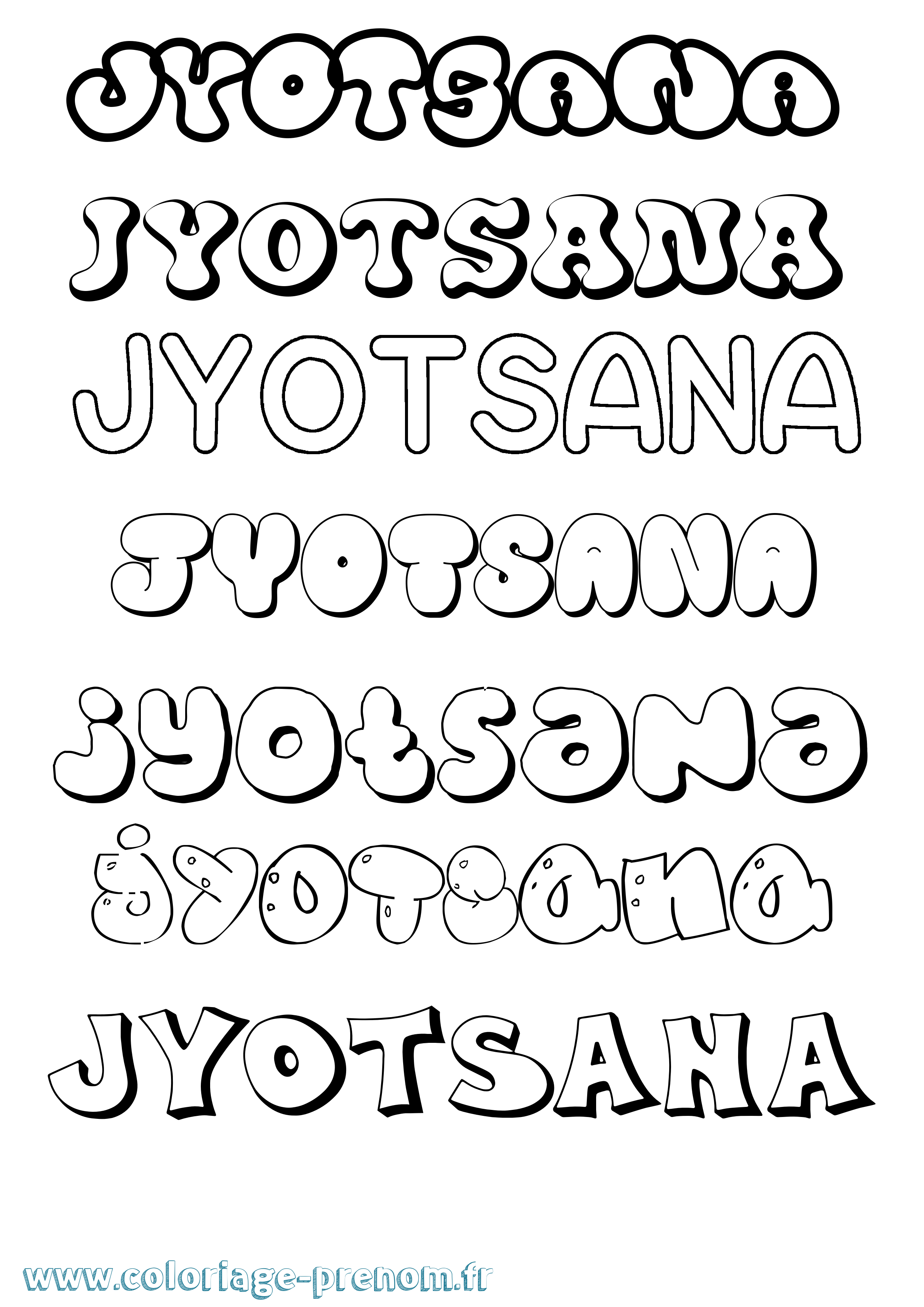 Coloriage Jyotsana Bubble Coloriage prénom Jyotsana Bubble