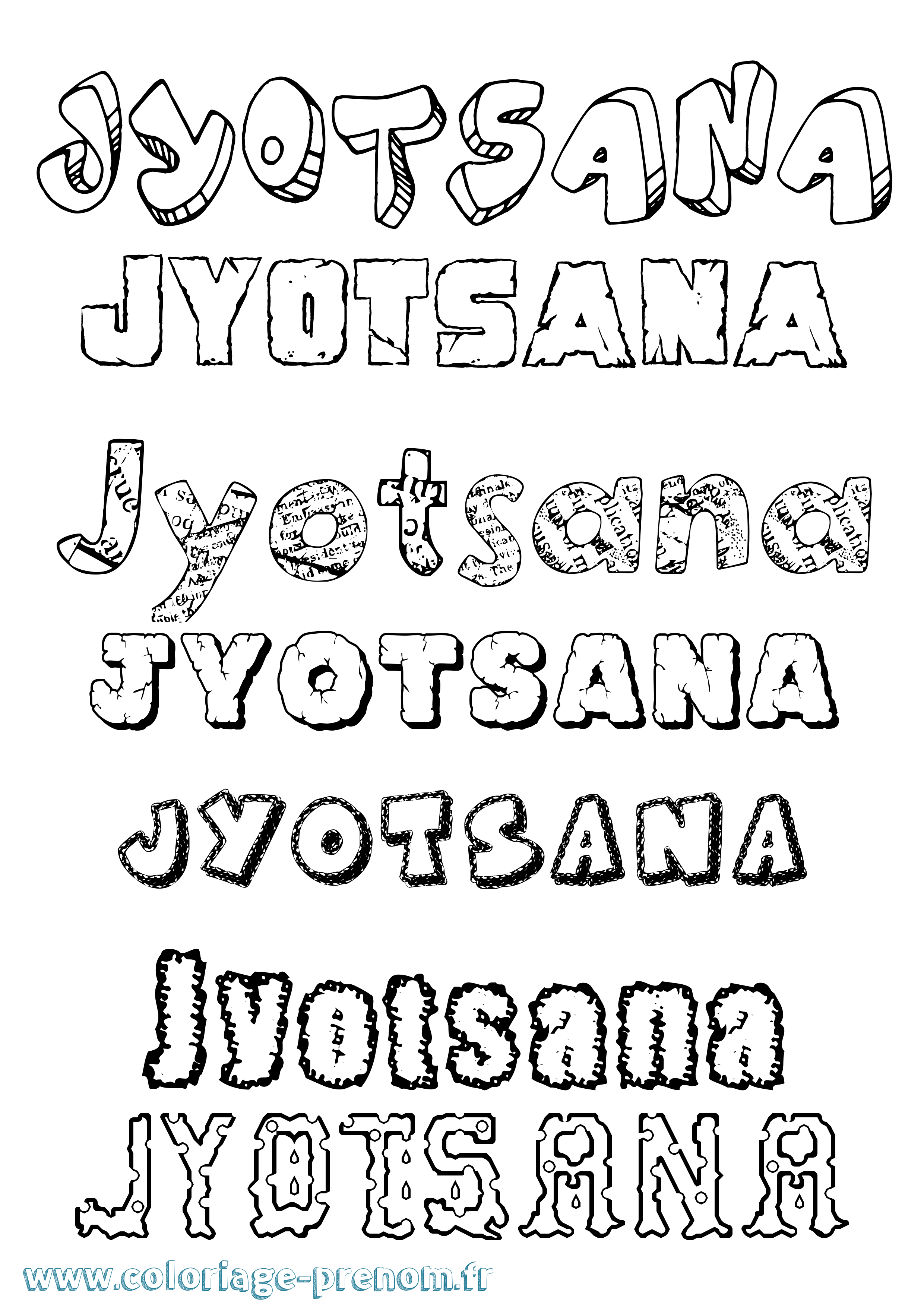 Coloriage Jyotsana Destructuré Coloriage prénom Jyotsana Destructuré