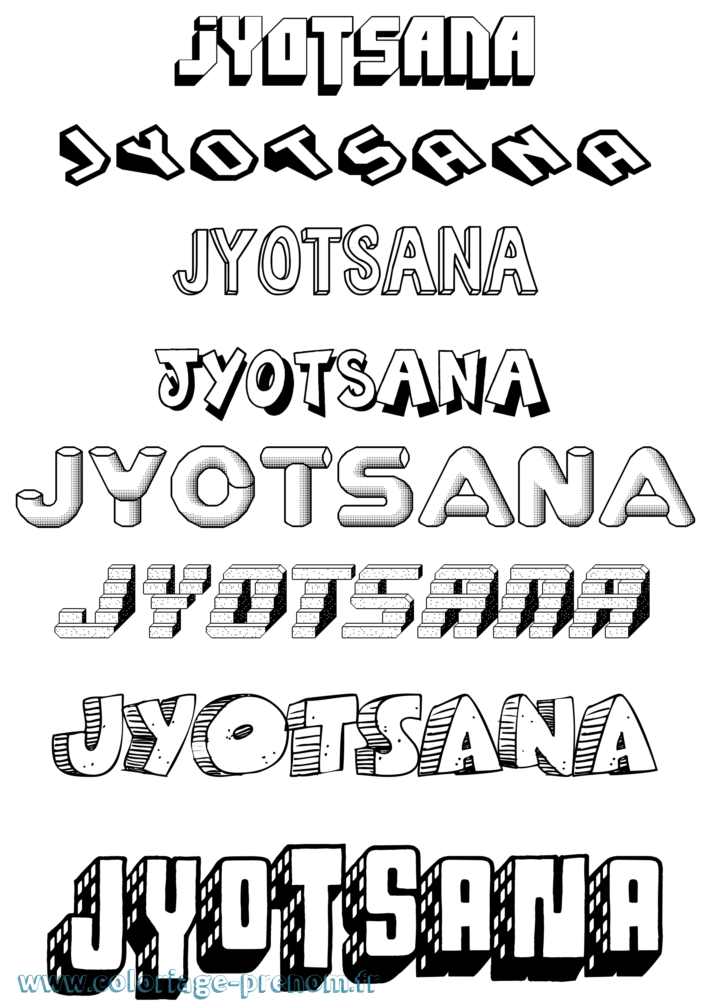Coloriage Jyotsana Effet 3D Coloriage prénom Jyotsana Effet 3D