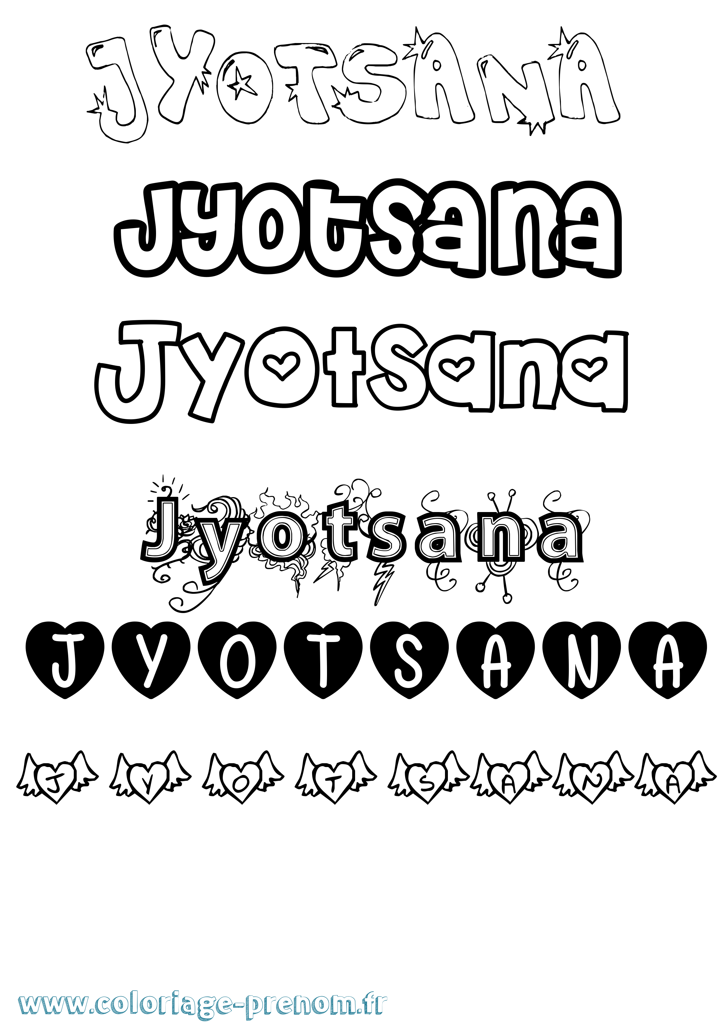 Coloriage Jyotsana Girly Coloriage prénom Jyotsana Girly