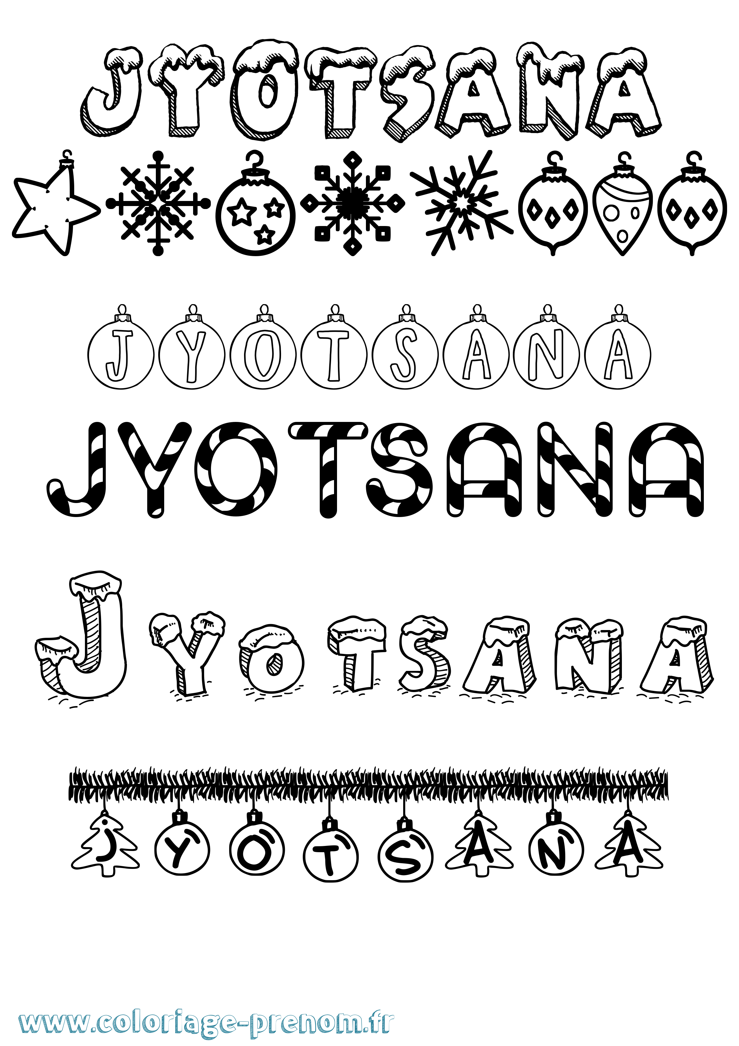 Coloriage Jyotsana Noël Coloriage prénom Jyotsana Noël