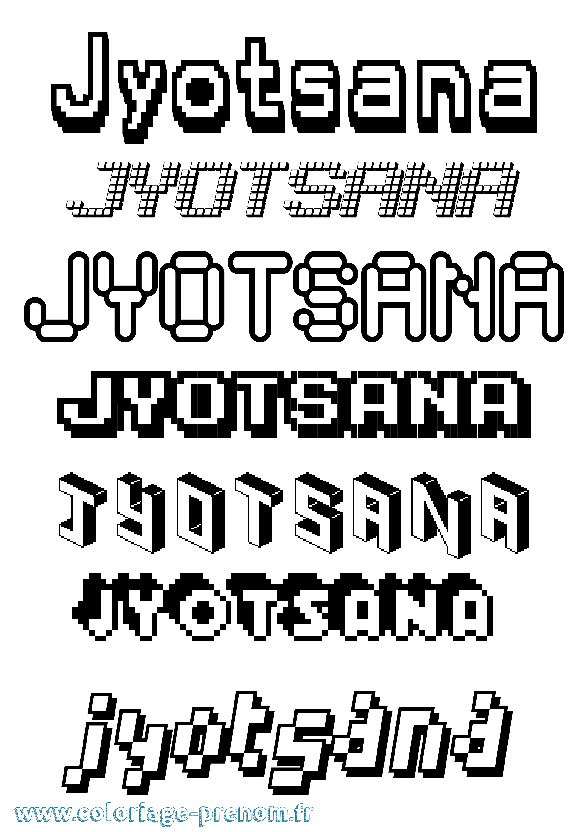 Coloriage Jyotsana Pixel Coloriage prénom Jyotsana Pixel