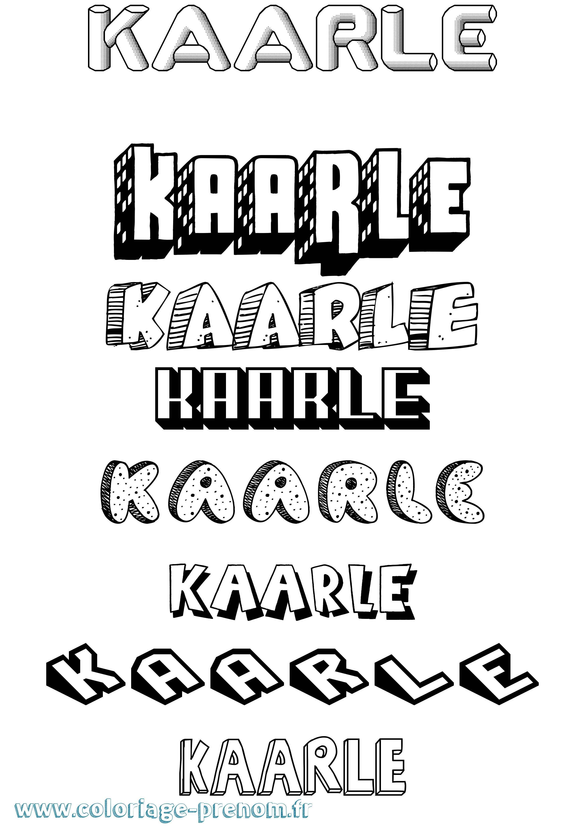 Coloriage Kaarle Effet 3D Coloriage prénom Kaarle Effet 3D