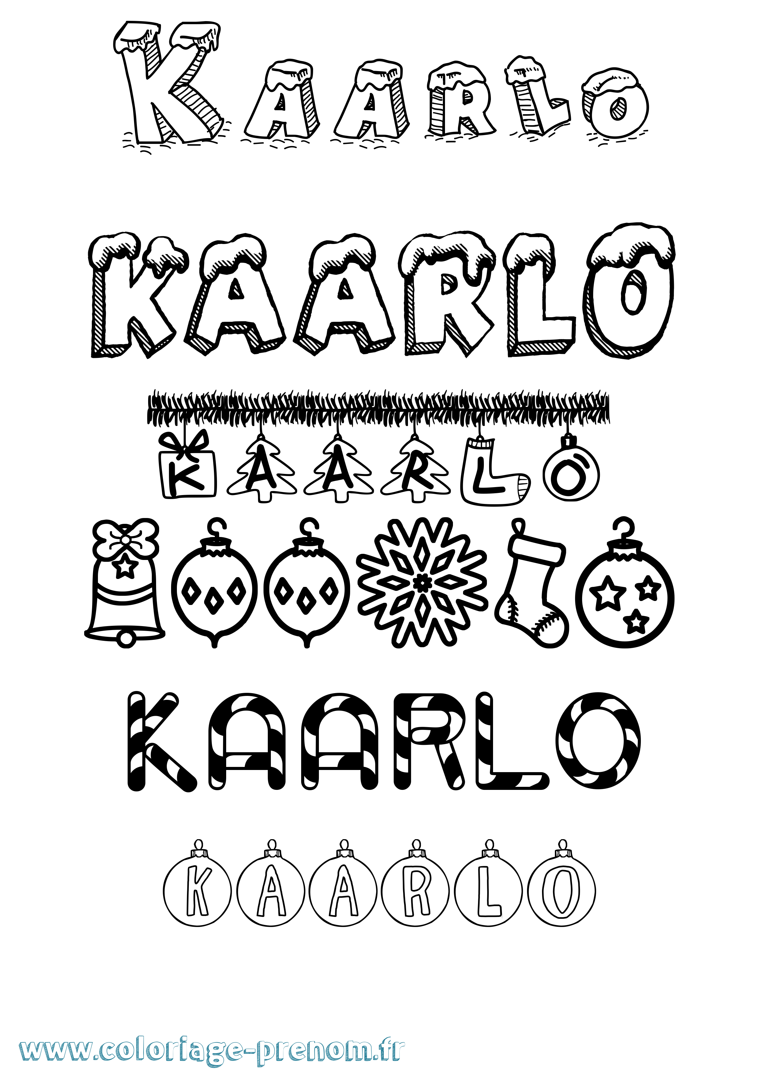 Coloriage Kaarlo Noël Coloriage prénom Kaarlo Noël
