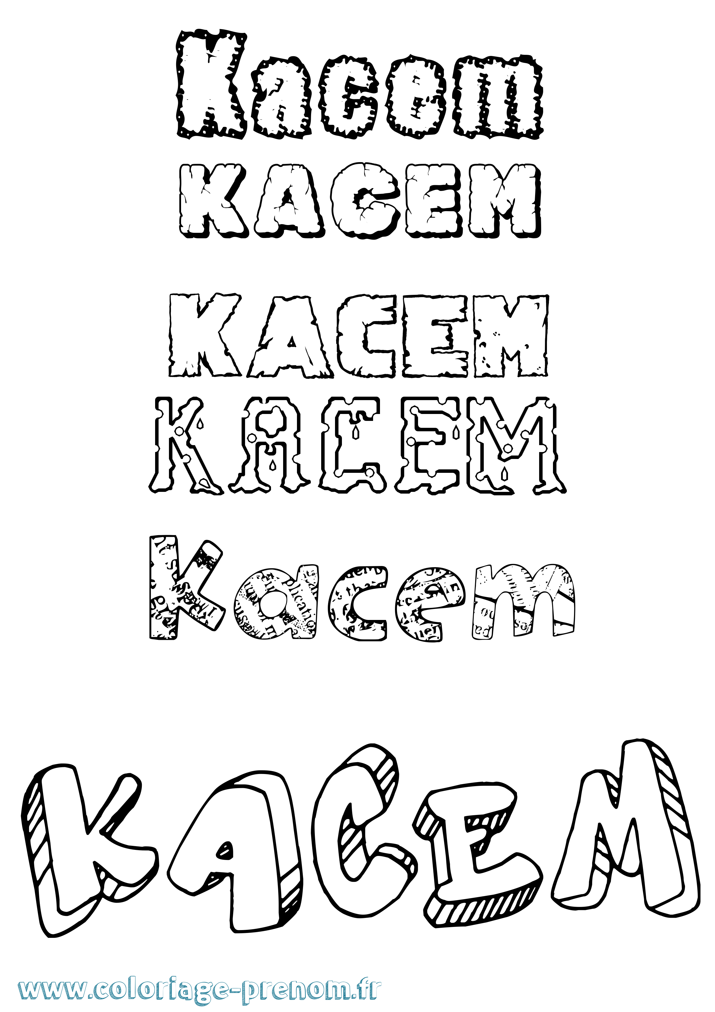 Coloriage Kacem Destructuré Coloriage prénom Kacem Destructuré