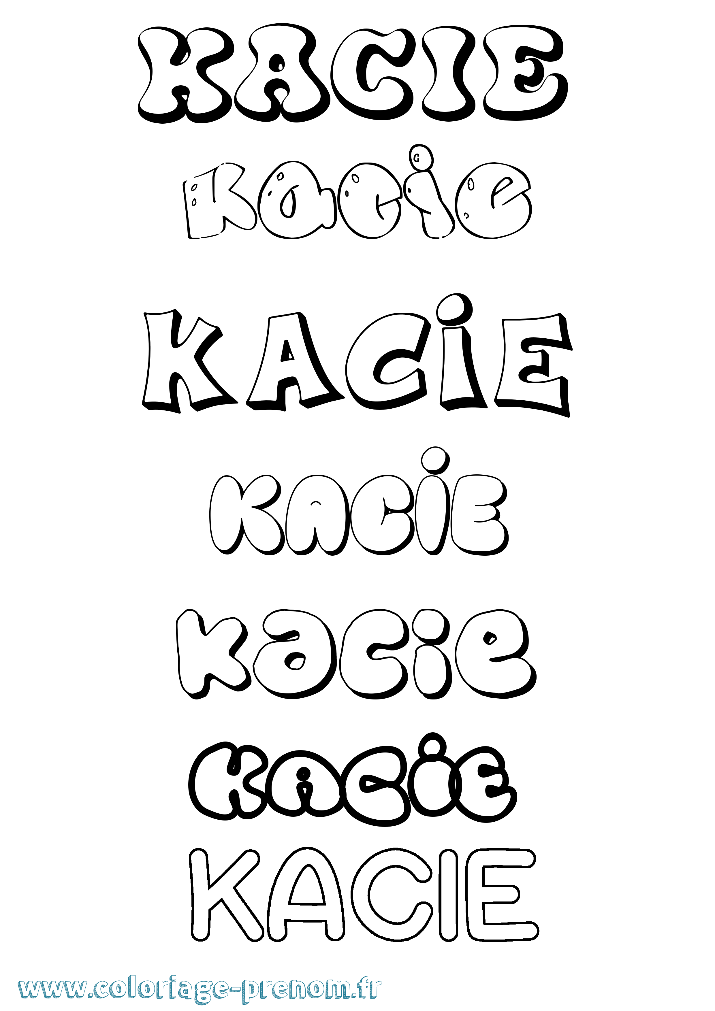 Coloriage Kacie Bubble Coloriage prénom Kacie Bubble