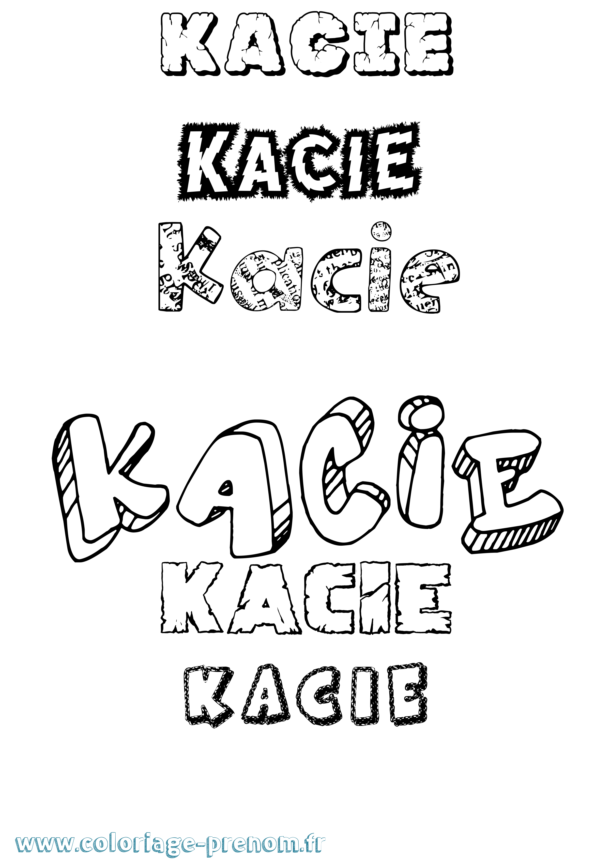 Coloriage Kacie Destructuré Coloriage prénom Kacie Destructuré